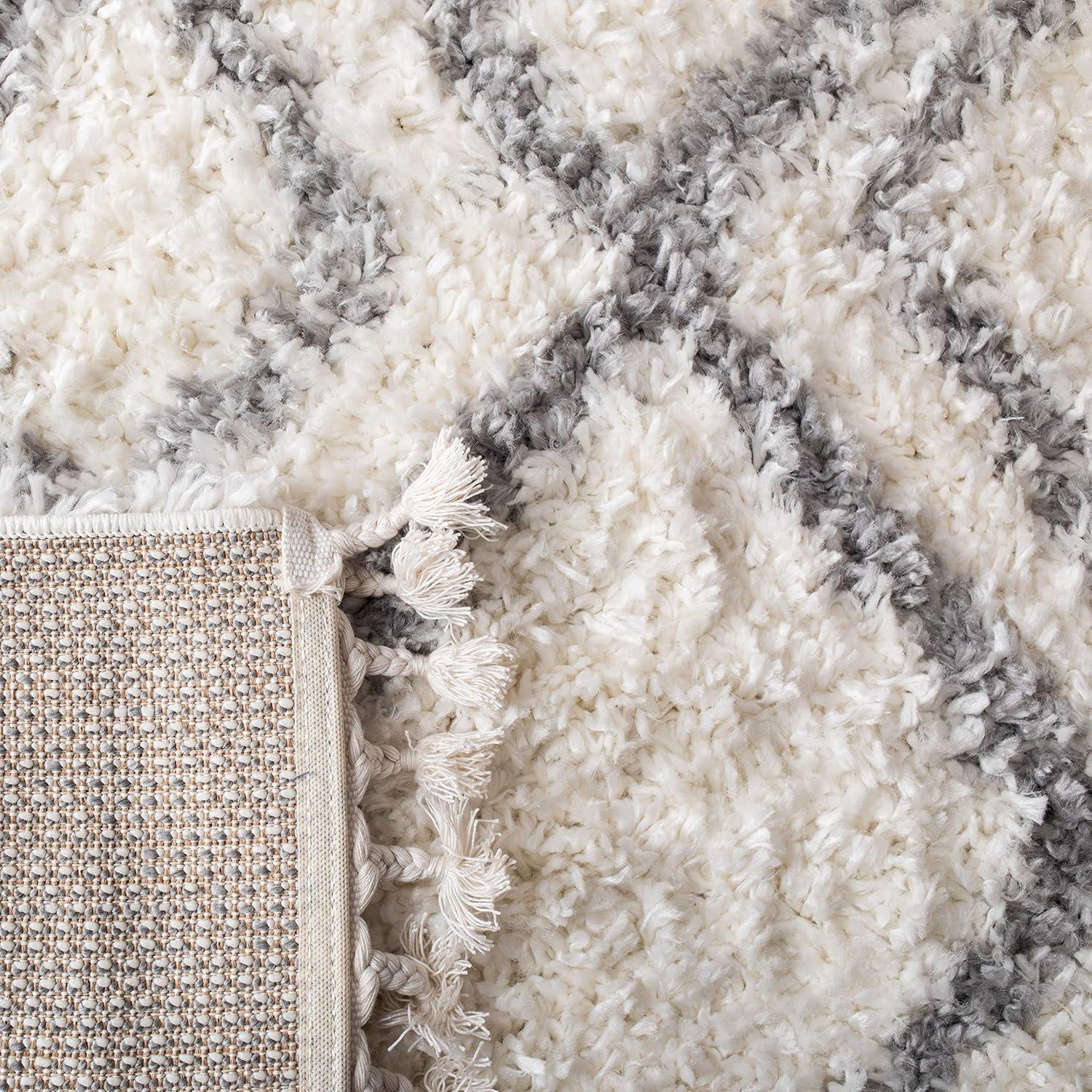 image:imageSAFAVIEH Moroccan Tassel Shag Collection Area Rug 53 x 76 Ivory amp Light Grey Boho NonShedding amp Easy Care 15inch Thick Ideal for High Traffic Areas in Living Room Bedroom MTS335BIvoryLight Grey