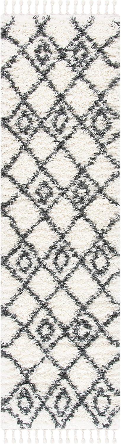 image:imageSAFAVIEH Moroccan Tassel Shag Collection Area Rug 53 x 76 Ivory amp Light Grey Boho NonShedding amp Easy Care 15inch Thick Ideal for High Traffic Areas in Living Room Bedroom MTS335BIvoryDark Grey
