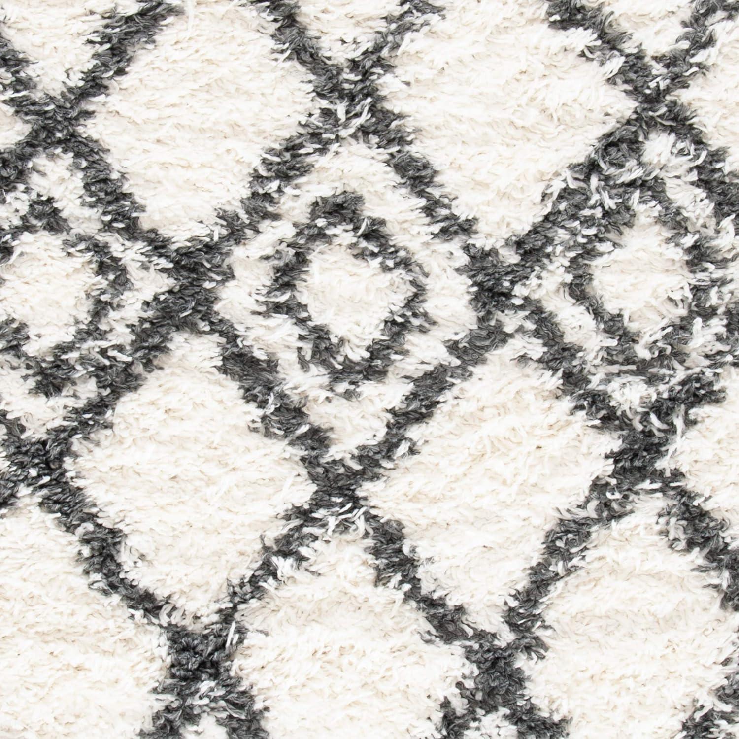 image:imageSAFAVIEH Moroccan Tassel Shag Collection Area Rug 53 x 76 Ivory amp Light Grey Boho NonShedding amp Easy Care 15inch Thick Ideal for High Traffic Areas in Living Room Bedroom MTS335BIvoryDark Grey