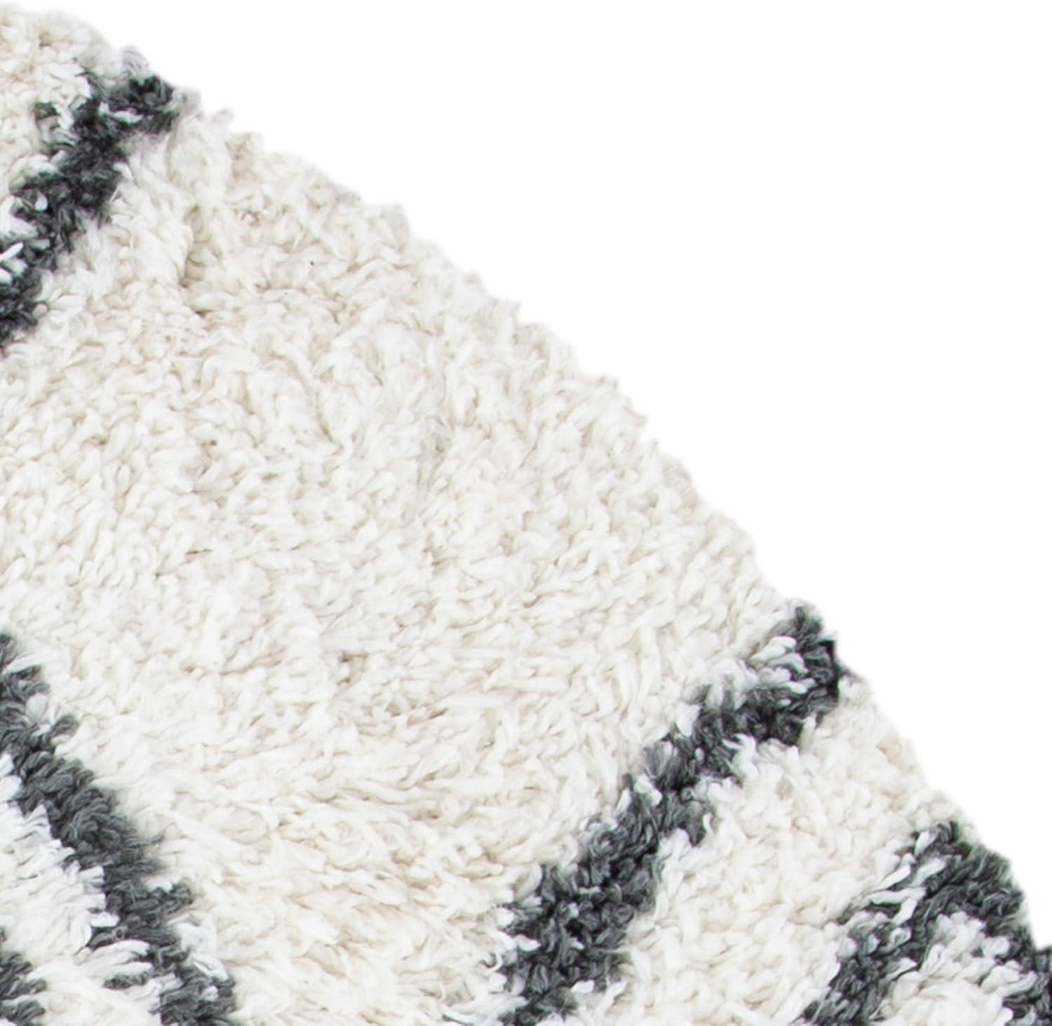 image:imageSAFAVIEH Moroccan Tassel Shag Collection Area Rug 53 x 76 Ivory amp Light Grey Boho NonShedding amp Easy Care 15inch Thick Ideal for High Traffic Areas in Living Room Bedroom MTS335BIvoryDark Grey
