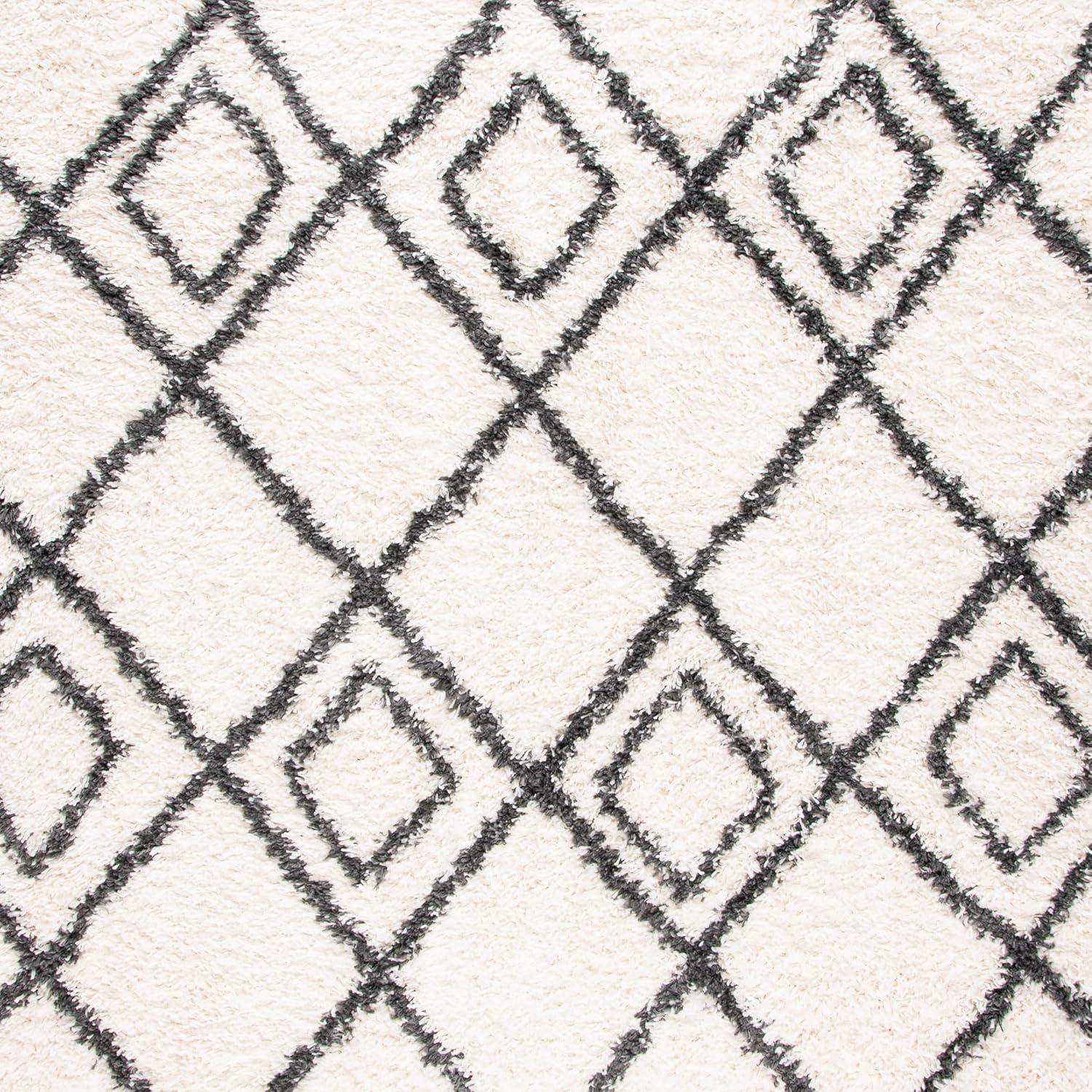image:imageSAFAVIEH Moroccan Tassel Shag Collection Area Rug 53 x 76 Ivory amp Light Grey Boho NonShedding amp Easy Care 15inch Thick Ideal for High Traffic Areas in Living Room Bedroom MTS335BIvoryDark Grey