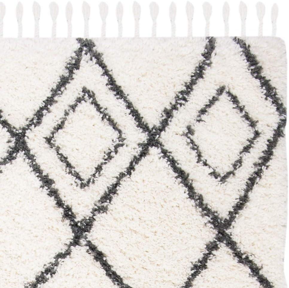 image:imageSAFAVIEH Moroccan Tassel Shag Collection Area Rug 53 x 76 Ivory amp Light Grey Boho NonShedding amp Easy Care 15inch Thick Ideal for High Traffic Areas in Living Room Bedroom MTS335BIvoryLight Grey