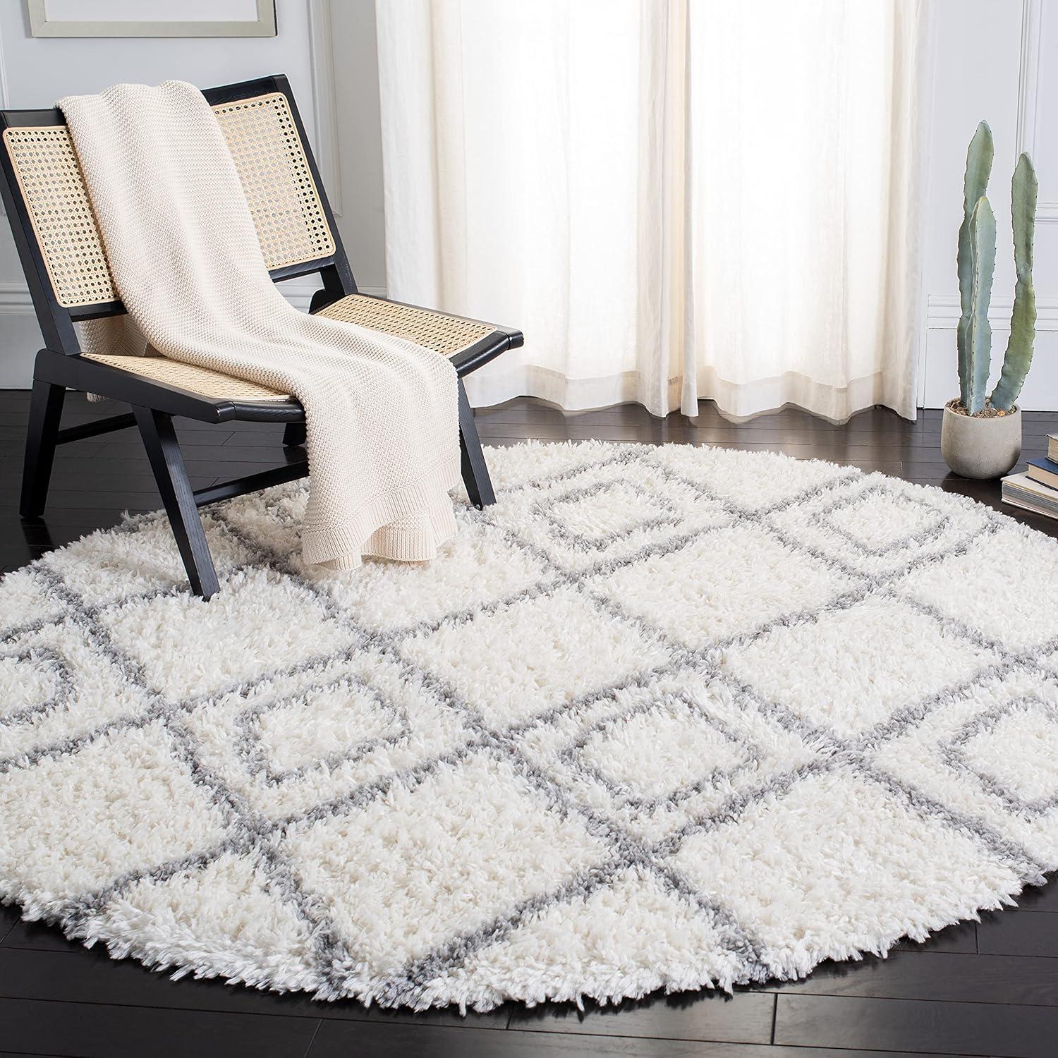 image:imageSAFAVIEH Moroccan Tassel Shag Collection Area Rug 53 x 76 Ivory amp Light Grey Boho NonShedding amp Easy Care 15inch Thick Ideal for High Traffic Areas in Living Room Bedroom MTS335BIvoryLight Grey