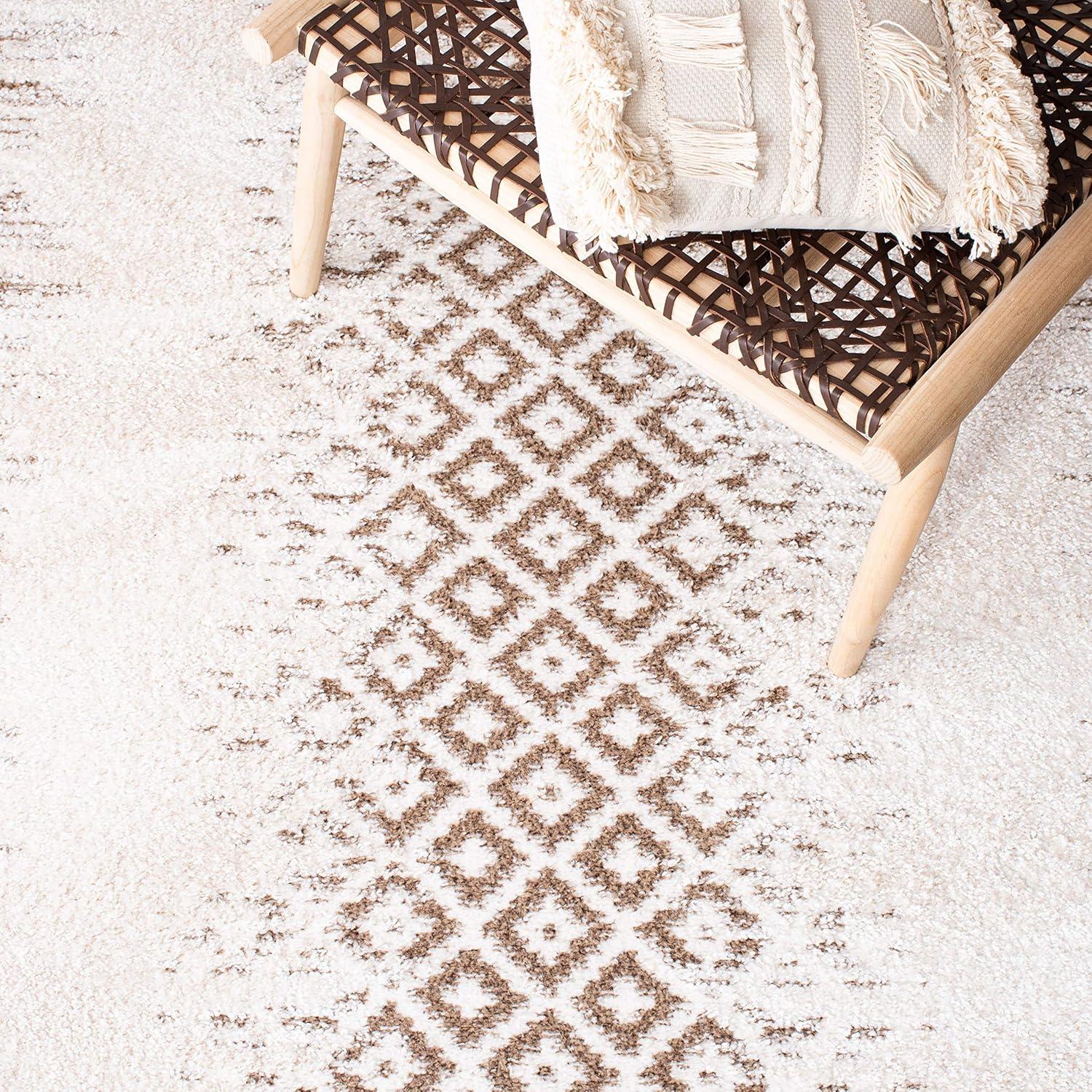 image:imageSAFAVIEH Moroccan Tassel Shag Collection Area Rug 55 x 77 Ivory amp Beige Boho Design NonShedding amp Easy Care 075inch Thick Ideal for High Traffic Areas in Living Room Bedroom MTS483BIvoryBeige