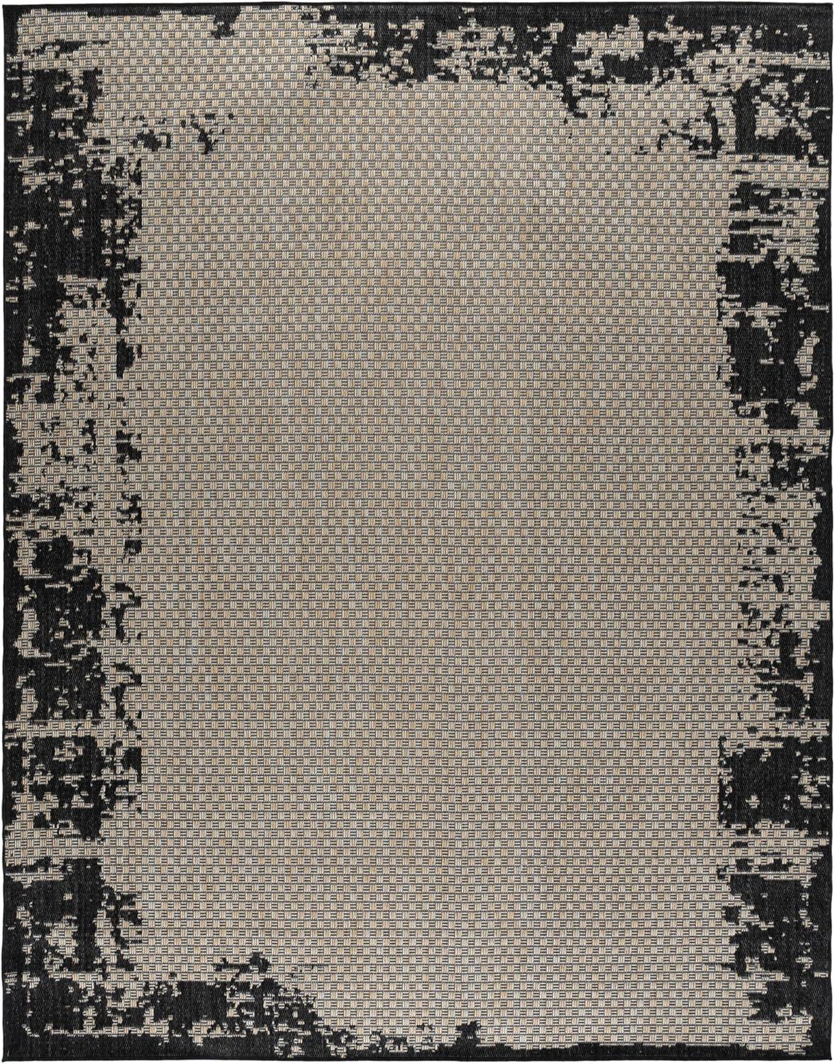 image:imageSAFAVIEH Outdoor Area Rug 8x10 Beach House Collection Large Coastal Design Black amp Beige Weather Resistant NonShedding amp Easy Cleaning Ideal for Patio Backyard Dining Space BHS414ZBlackBeige