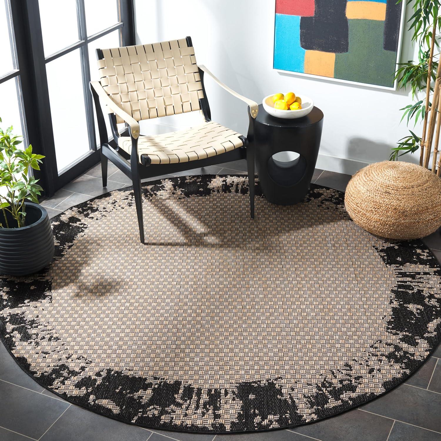 image:imageSAFAVIEH Outdoor Area Rug 8x10 Beach House Collection Large Coastal Design Black amp Beige Weather Resistant NonShedding amp Easy Cleaning Ideal for Patio Backyard Dining Space BHS414ZBlackBeige
