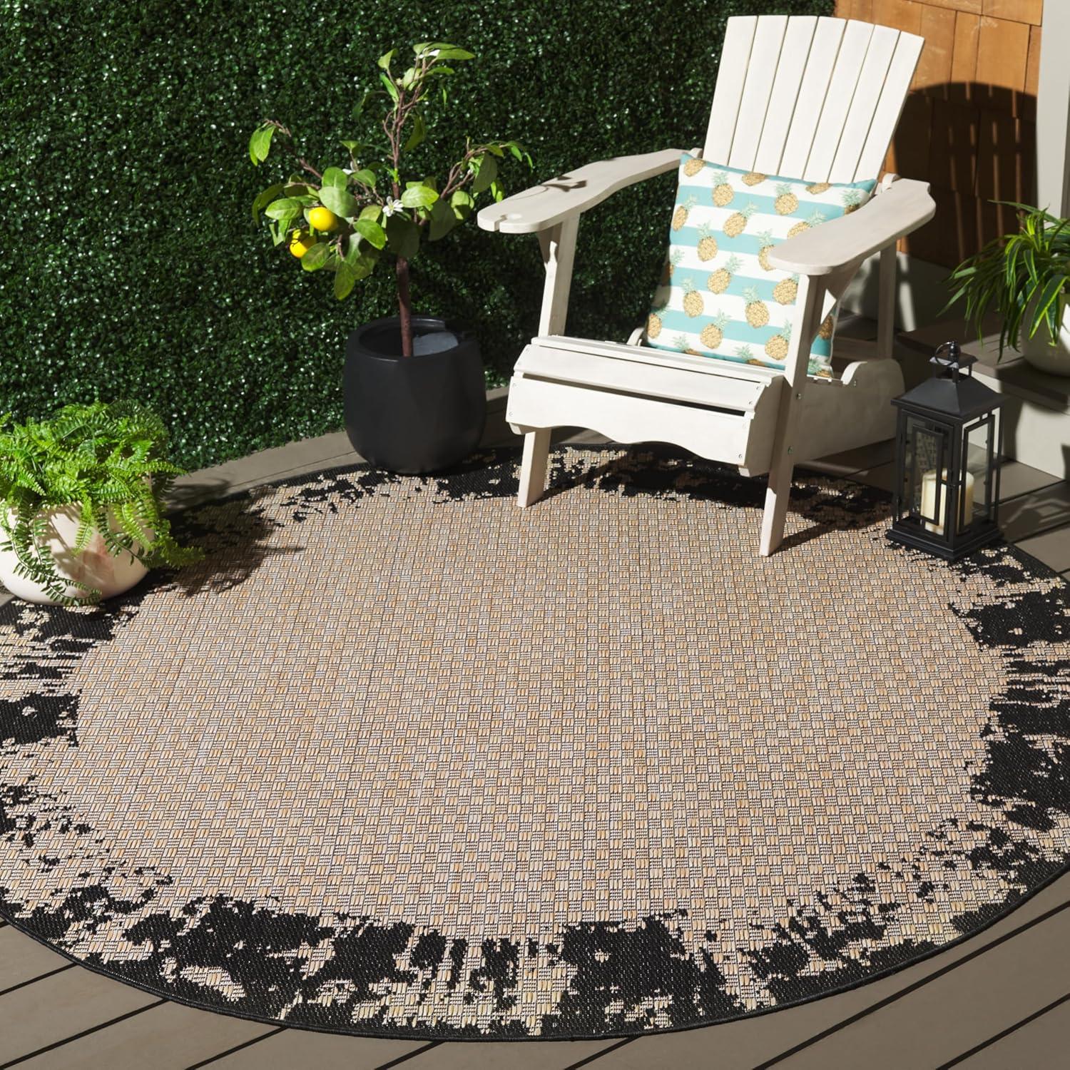 image:imageSAFAVIEH Outdoor Area Rug 8x10 Beach House Collection Large Coastal Design Black amp Beige Weather Resistant NonShedding amp Easy Cleaning Ideal for Patio Backyard Dining Space BHS414ZBlackBeige