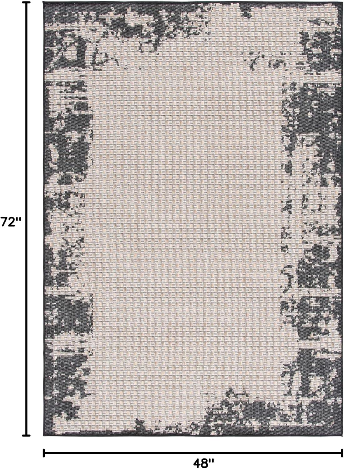 image:imageSAFAVIEH Outdoor Area Rug 8x10 Beach House Collection Large Coastal Design Black amp Beige Weather Resistant NonShedding amp Easy Cleaning Ideal for Patio Backyard Dining Space BHS414ZBlackBeige