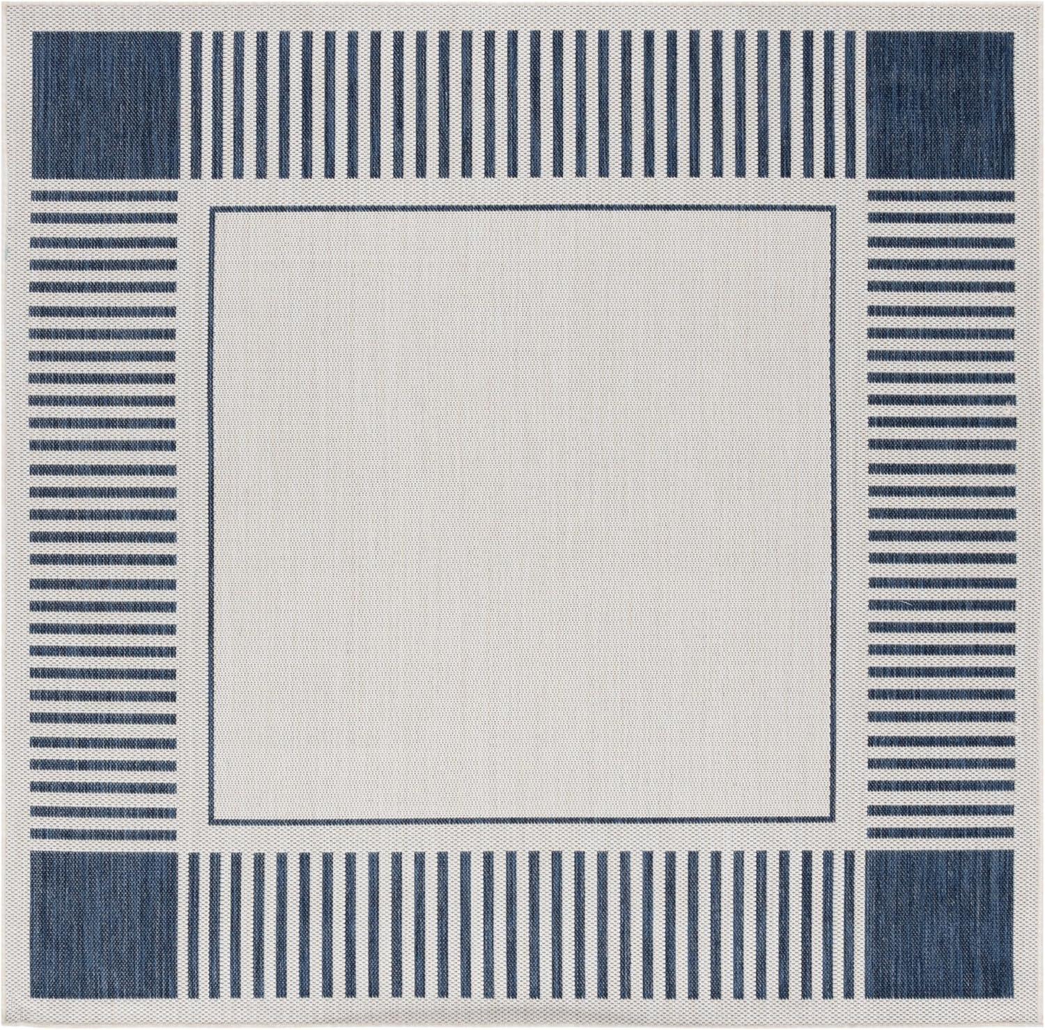 image:imageSAFAVIEH Outdoor Area Rug 8x10 Beach House Collection Large Coastal Design Ivory amp Navy Weather Resistant NonShedding amp Easy Cleaning Ideal for Patio Backyard Deck Dining Space BHS420NIvoryNavy