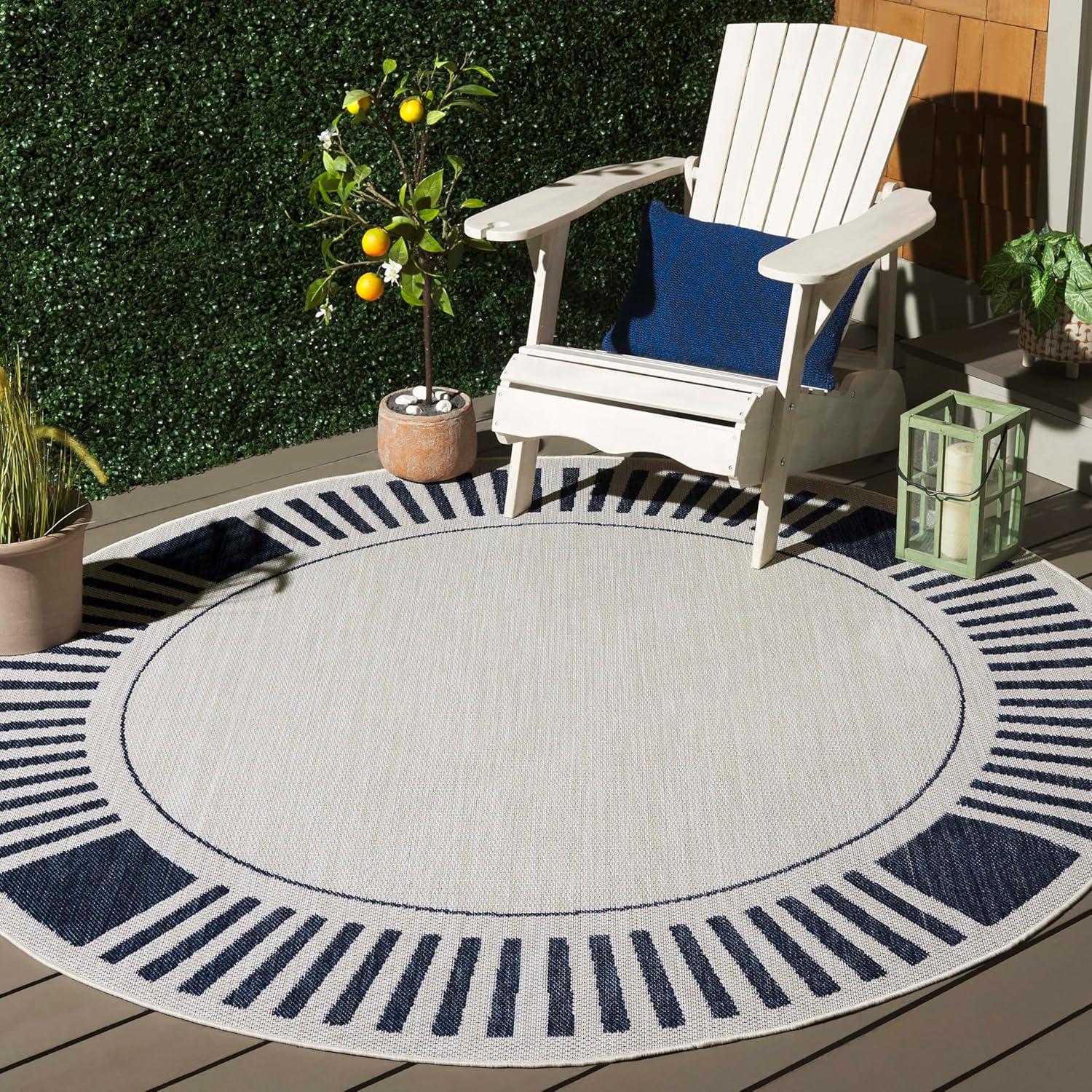 image:imageSAFAVIEH Outdoor Area Rug 8x10 Beach House Collection Large Coastal Design Ivory amp Navy Weather Resistant NonShedding amp Easy Cleaning Ideal for Patio Backyard Deck Dining Space BHS420NIvoryNavy
