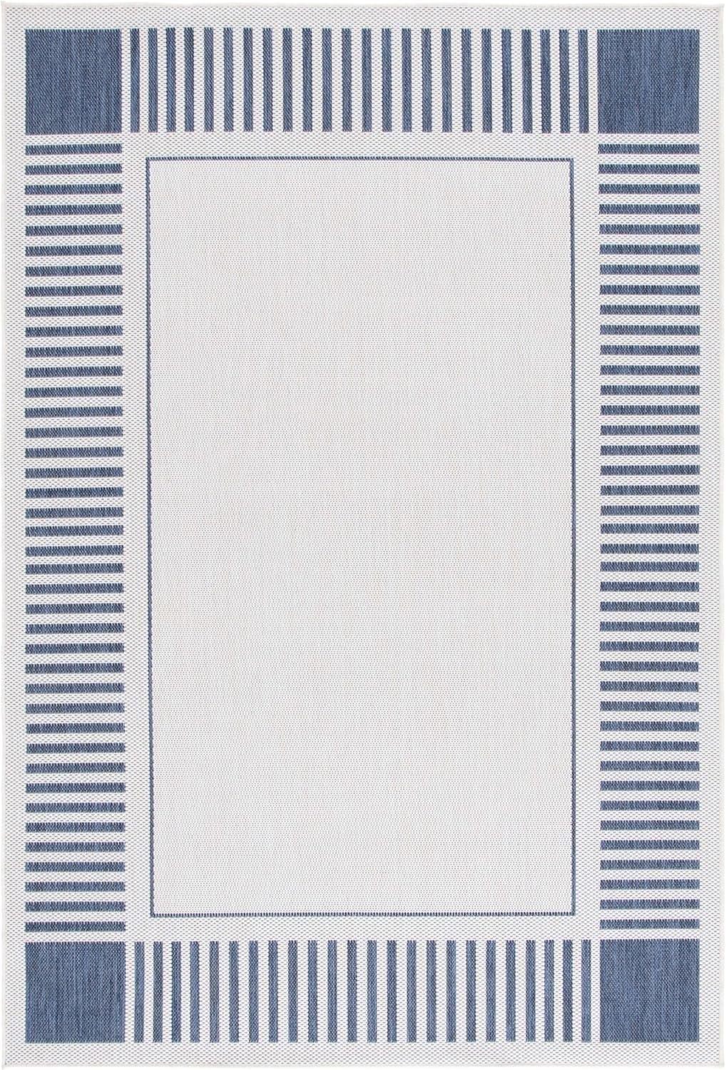 image:imageSAFAVIEH Outdoor Area Rug 8x10 Beach House Collection Large Coastal Design Ivory amp Navy Weather Resistant NonShedding amp Easy Cleaning Ideal for Patio Backyard Deck Dining Space BHS420NIvoryNavy