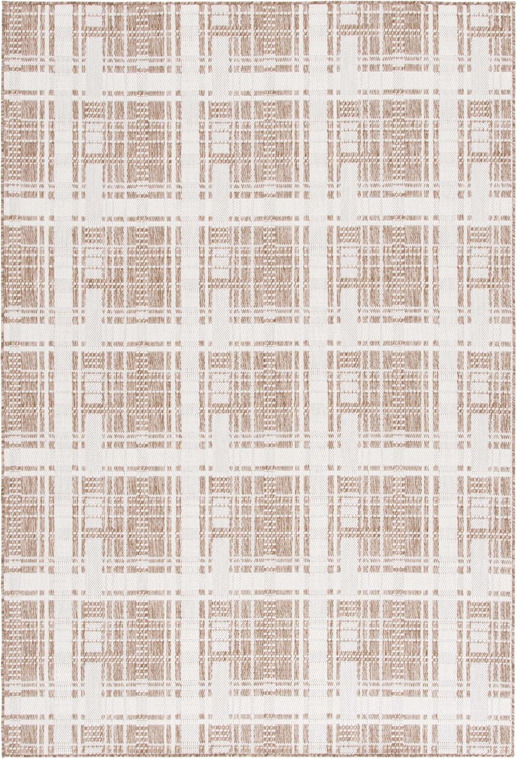 image:imageSAFAVIEH Outdoor Area Rug 8x10 Beach House Collection Large Modern Design Grey amp Ivory Weather Resistant NonShedding amp Easy Cleaning Ideal for Patio Backyard Deck Dining Space BHS412FBrownIvory