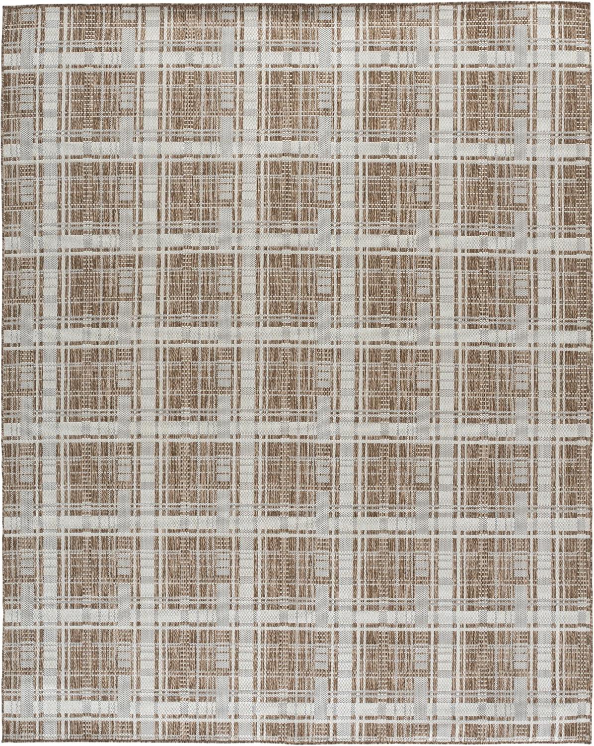 image:imageSAFAVIEH Outdoor Area Rug 8x10 Beach House Collection Large Modern Design Grey amp Ivory Weather Resistant NonShedding amp Easy Cleaning Ideal for Patio Backyard Deck Dining Space BHS412FBrownIvory
