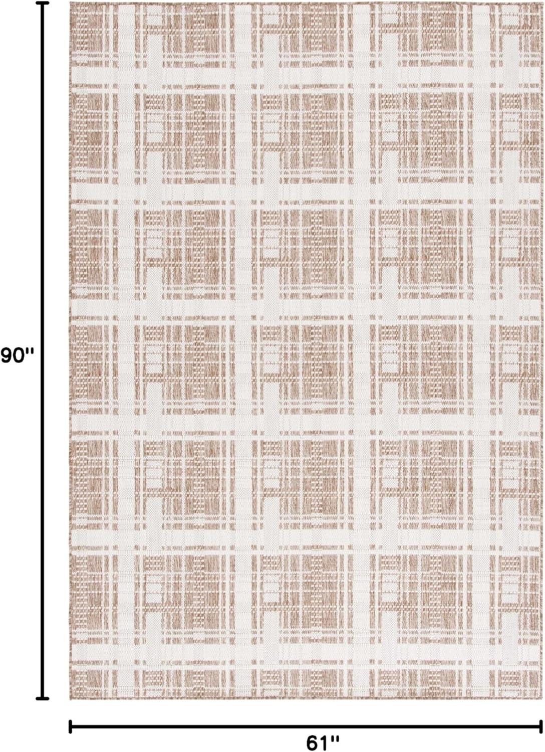 image:imageSAFAVIEH Outdoor Area Rug 8x10 Beach House Collection Large Modern Design Grey amp Ivory Weather Resistant NonShedding amp Easy Cleaning Ideal for Patio Backyard Deck Dining Space BHS412FBrownIvory
