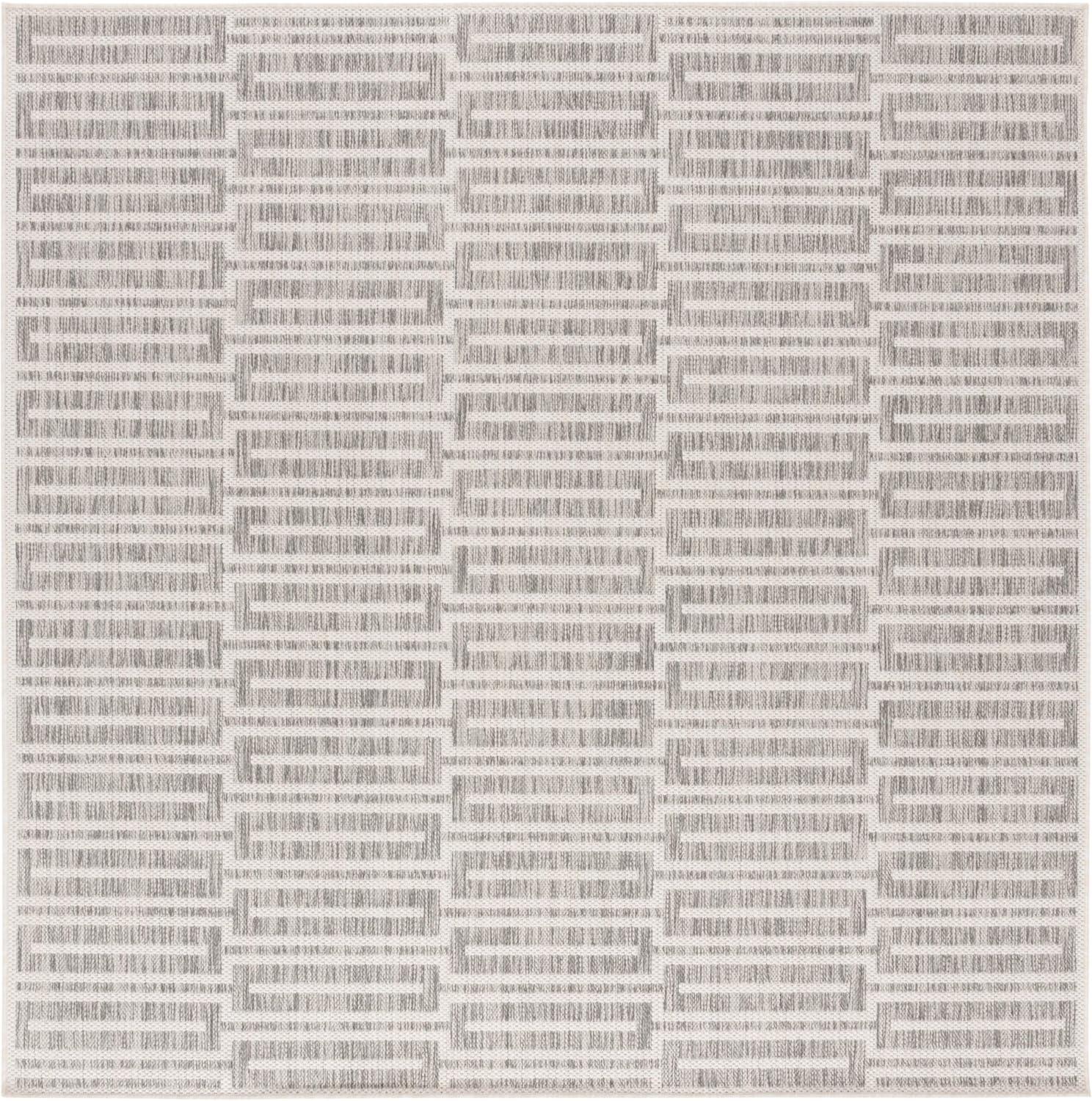 image:imageSAFAVIEH Outdoor Area Rug 8x10 Beach House Collection Large Modern Design Grey amp Ivory Weather Resistant NonShedding amp Easy Cleaning Ideal for Patio Backyard Deck Dining Space BHS418FGreyIvory