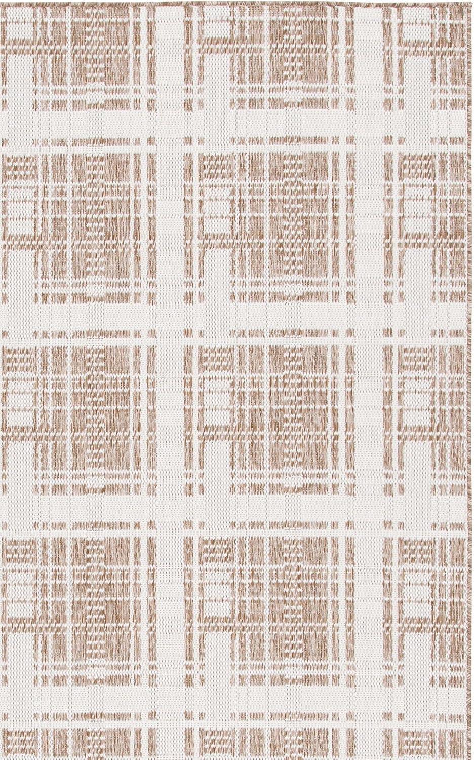 image:imageSAFAVIEH Outdoor Area Rug 8x10 Beach House Collection Large Modern Design Grey amp Ivory Weather Resistant NonShedding amp Easy Cleaning Ideal for Patio Backyard Deck Dining Space BHS412FBrownIvory