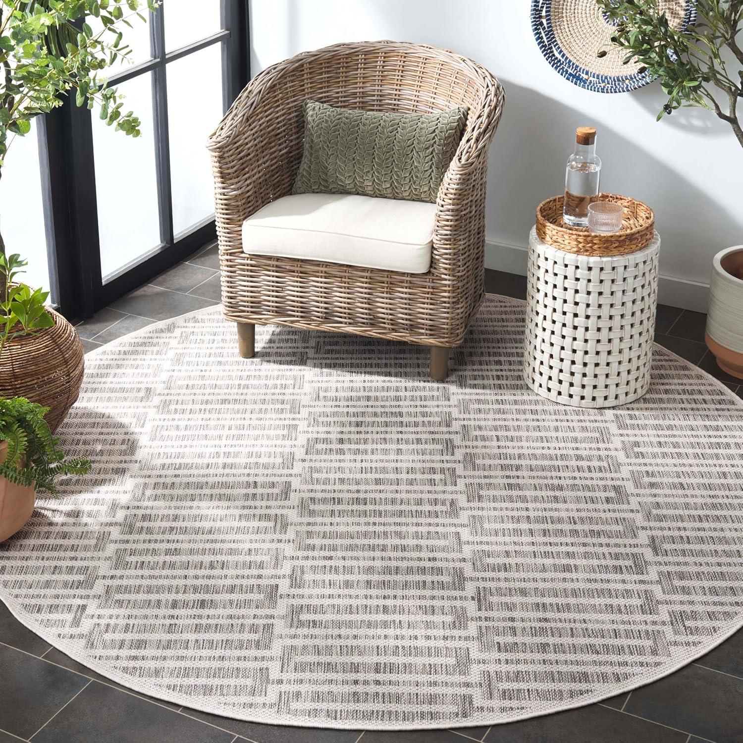 image:imageSAFAVIEH Outdoor Area Rug 8x10 Beach House Collection Large Modern Design Grey amp Ivory Weather Resistant NonShedding amp Easy Cleaning Ideal for Patio Backyard Deck Dining Space BHS418FGreyIvory