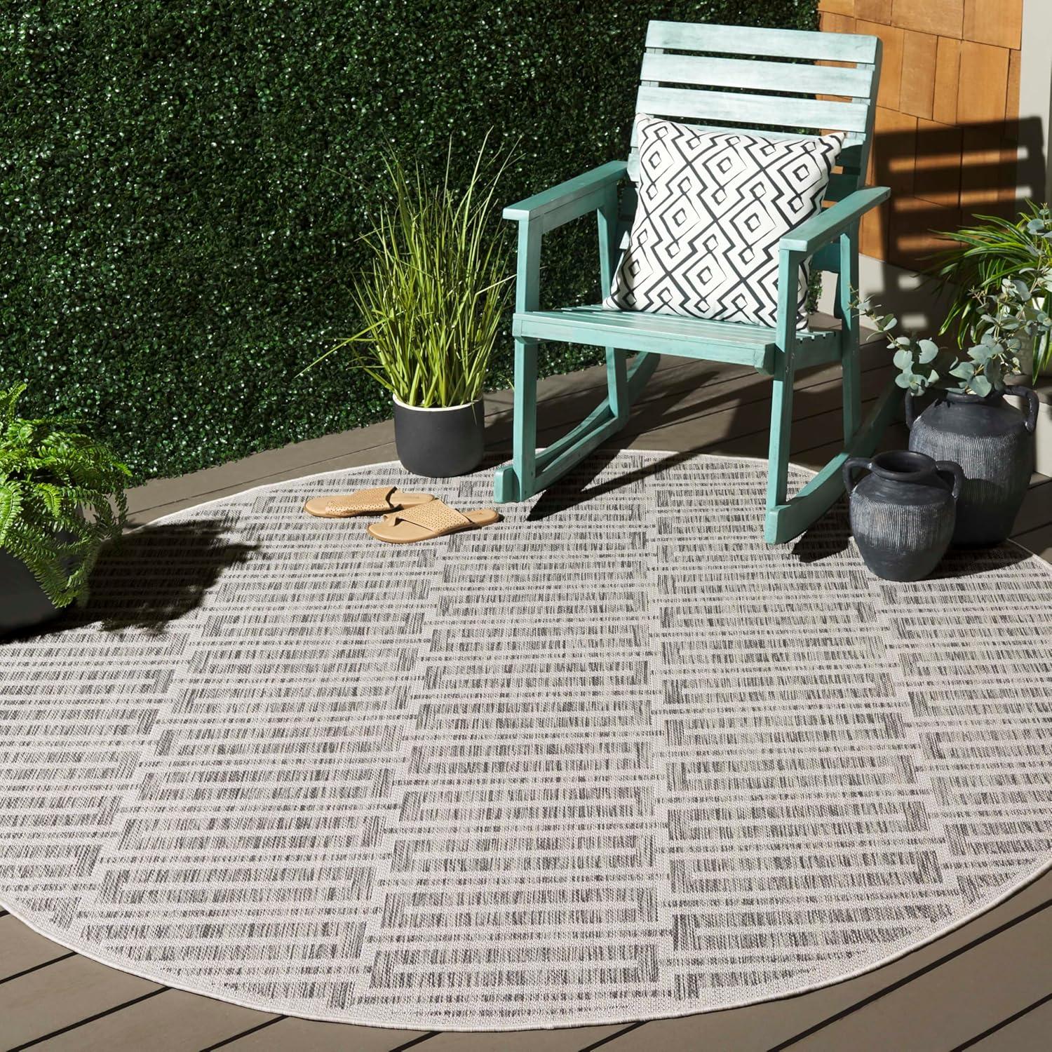 image:imageSAFAVIEH Outdoor Area Rug 8x10 Beach House Collection Large Modern Design Grey amp Ivory Weather Resistant NonShedding amp Easy Cleaning Ideal for Patio Backyard Deck Dining Space BHS418FGreyIvory