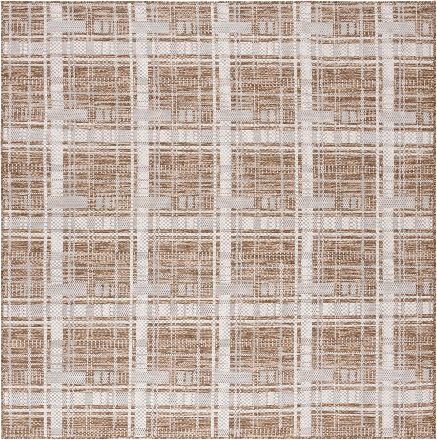 image:imageSAFAVIEH Outdoor Area Rug 8x10 Beach House Collection Large Modern Design Grey amp Ivory Weather Resistant NonShedding amp Easy Cleaning Ideal for Patio Backyard Deck Dining Space BHS412FBrownIvory