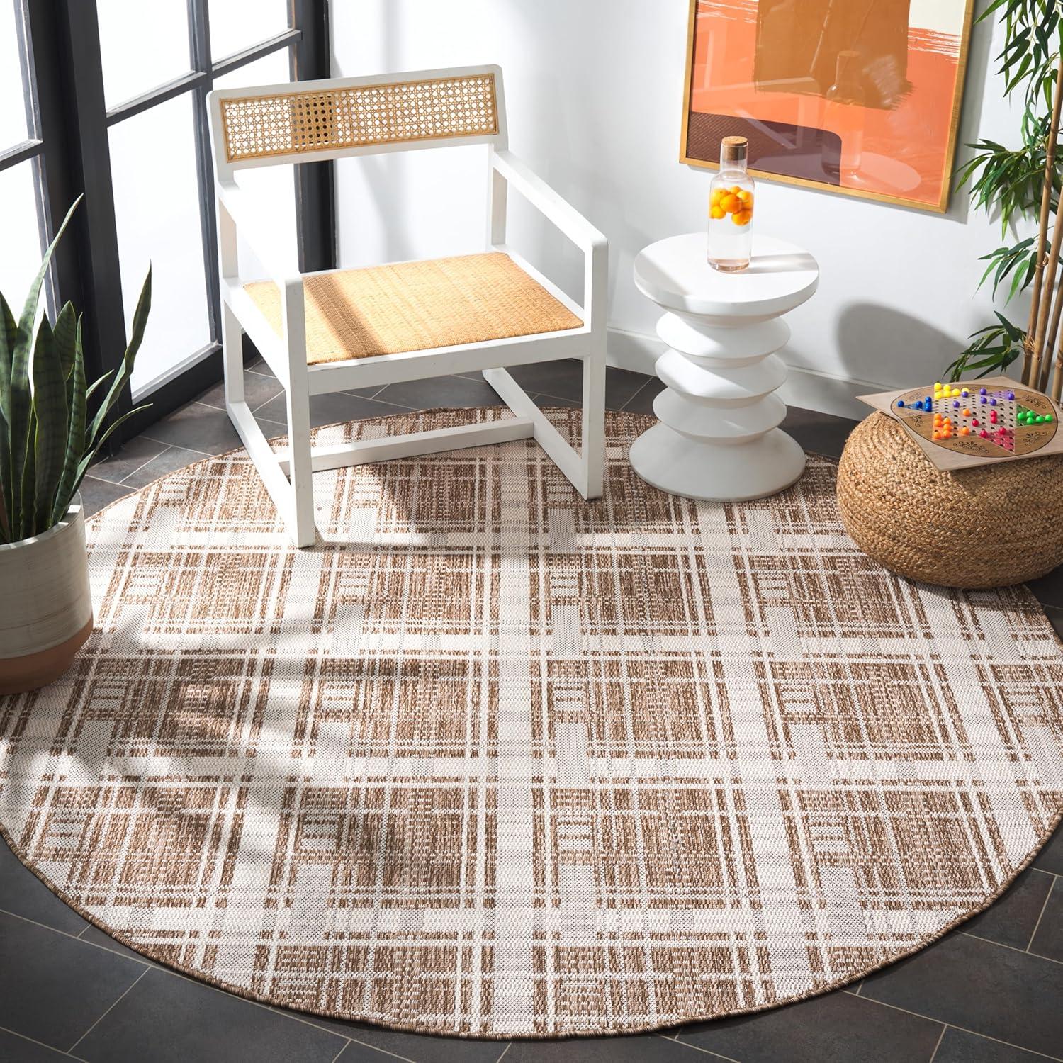 image:imageSAFAVIEH Outdoor Area Rug 8x10 Beach House Collection Large Modern Design Grey amp Ivory Weather Resistant NonShedding amp Easy Cleaning Ideal for Patio Backyard Deck Dining Space BHS412FBrownIvory