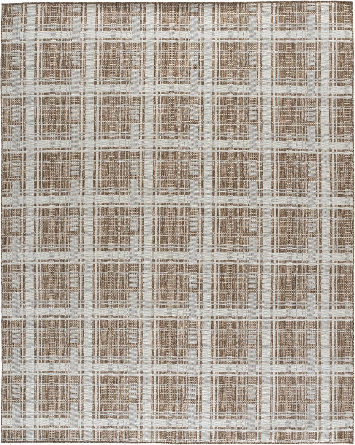 image:imageSAFAVIEH Outdoor Area Rug 8x10 Beach House Collection Large Modern Design Grey amp Ivory Weather Resistant NonShedding amp Easy Cleaning Ideal for Patio Backyard Deck Dining Space BHS412FBrownIvory