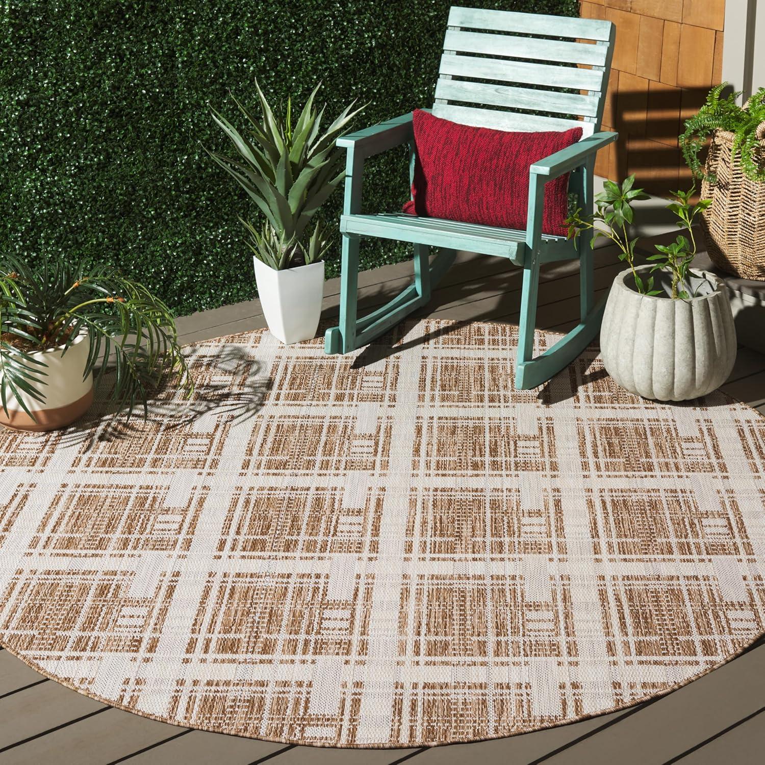 image:imageSAFAVIEH Outdoor Area Rug 8x10 Beach House Collection Large Modern Design Grey amp Ivory Weather Resistant NonShedding amp Easy Cleaning Ideal for Patio Backyard Deck Dining Space BHS412FBrownIvory