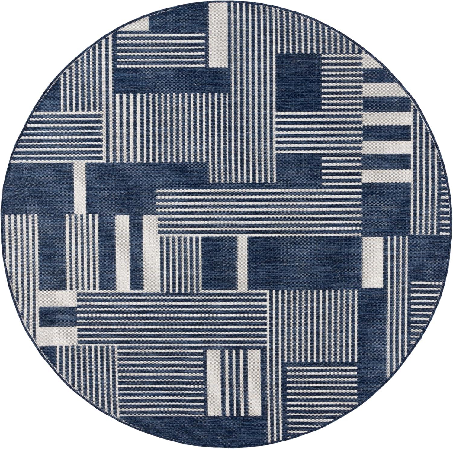 image:imageSAFAVIEH Outdoor Area Rug 8x10 Beach House Collection Large Modern Design Navy amp Ivory Weather Resistant NonShedding amp Easy Cleaning Ideal for Patio Backyard Deck Dining Space BHS402NNavyIvory