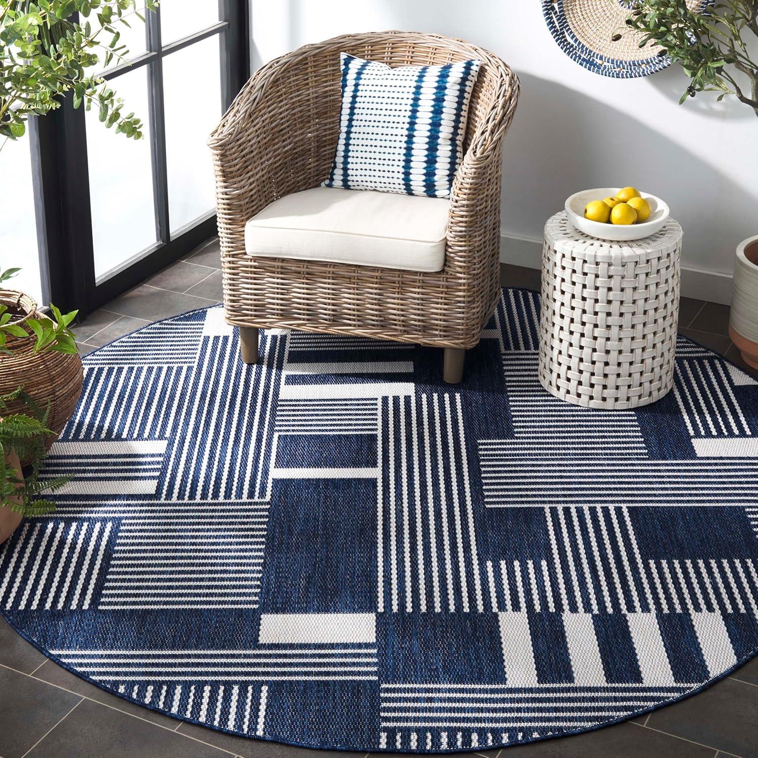 image:imageSAFAVIEH Outdoor Area Rug 8x10 Beach House Collection Large Modern Design Navy amp Ivory Weather Resistant NonShedding amp Easy Cleaning Ideal for Patio Backyard Deck Dining Space BHS402NNavyIvory