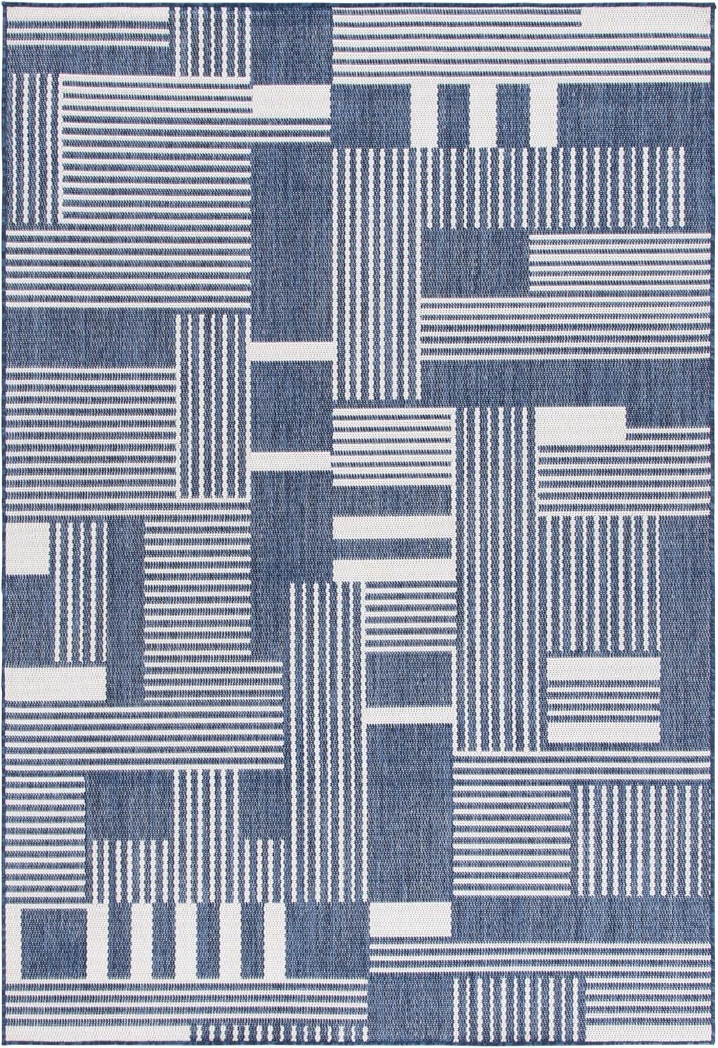 image:imageSAFAVIEH Outdoor Area Rug 8x10 Beach House Collection Large Modern Design Navy amp Ivory Weather Resistant NonShedding amp Easy Cleaning Ideal for Patio Backyard Deck Dining Space BHS402NNavyIvory