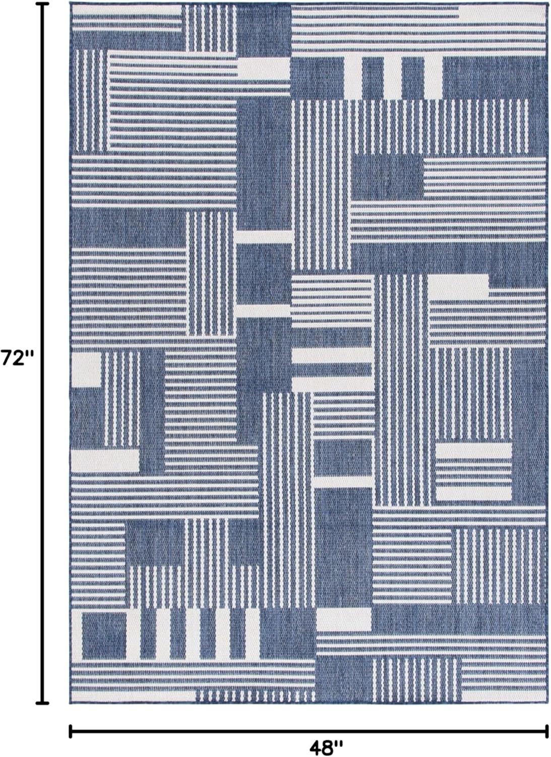 image:imageSAFAVIEH Outdoor Area Rug 8x10 Beach House Collection Large Modern Design Navy amp Ivory Weather Resistant NonShedding amp Easy Cleaning Ideal for Patio Backyard Deck Dining Space BHS402NNavyIvory
