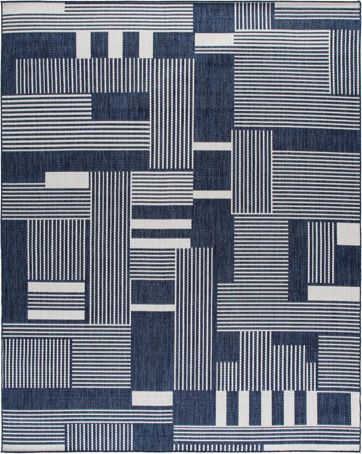 image:imageSAFAVIEH Outdoor Area Rug 8x10 Beach House Collection Large Modern Design Navy amp Ivory Weather Resistant NonShedding amp Easy Cleaning Ideal for Patio Backyard Deck Dining Space BHS402NNavyIvory