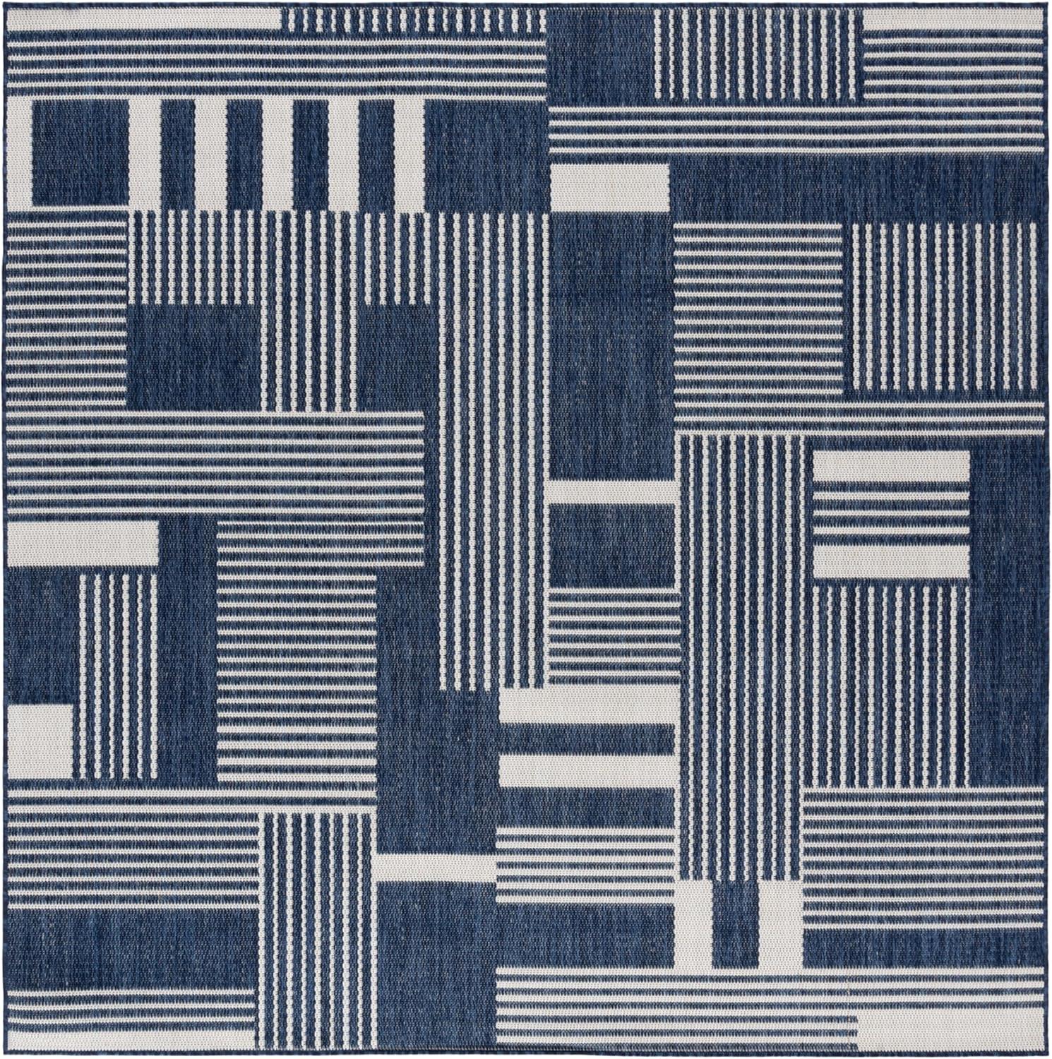 image:imageSAFAVIEH Outdoor Area Rug 8x10 Beach House Collection Large Modern Design Navy amp Ivory Weather Resistant NonShedding amp Easy Cleaning Ideal for Patio Backyard Deck Dining Space BHS402NNavyIvory