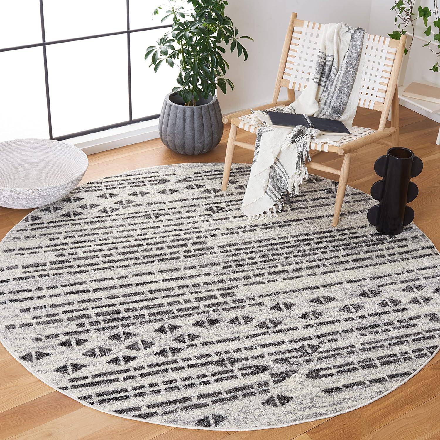 image:imageSAFAVIEH Tulum Collection Area Rug 55 x 77 Black amp Ivory Moroccan Boho Design NonShedding amp Easy to Clean Ideal for Living Room Bedroom Dining Space TUL640ZBlackIvory