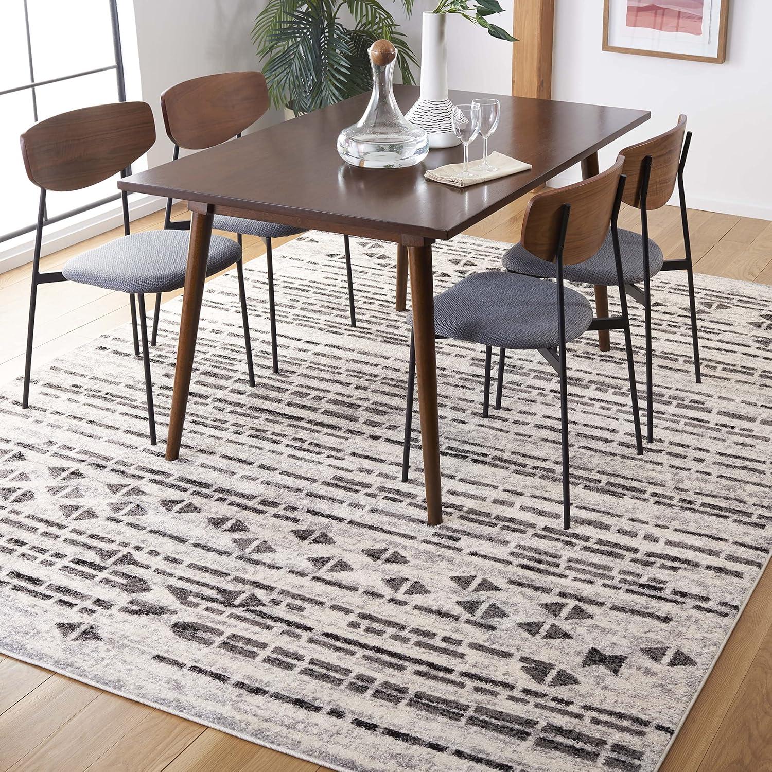 image:imageSAFAVIEH Tulum Collection Area Rug 55 x 77 Black amp Ivory Moroccan Boho Design NonShedding amp Easy to Clean Ideal for Living Room Bedroom Dining Space TUL640ZBlackIvory