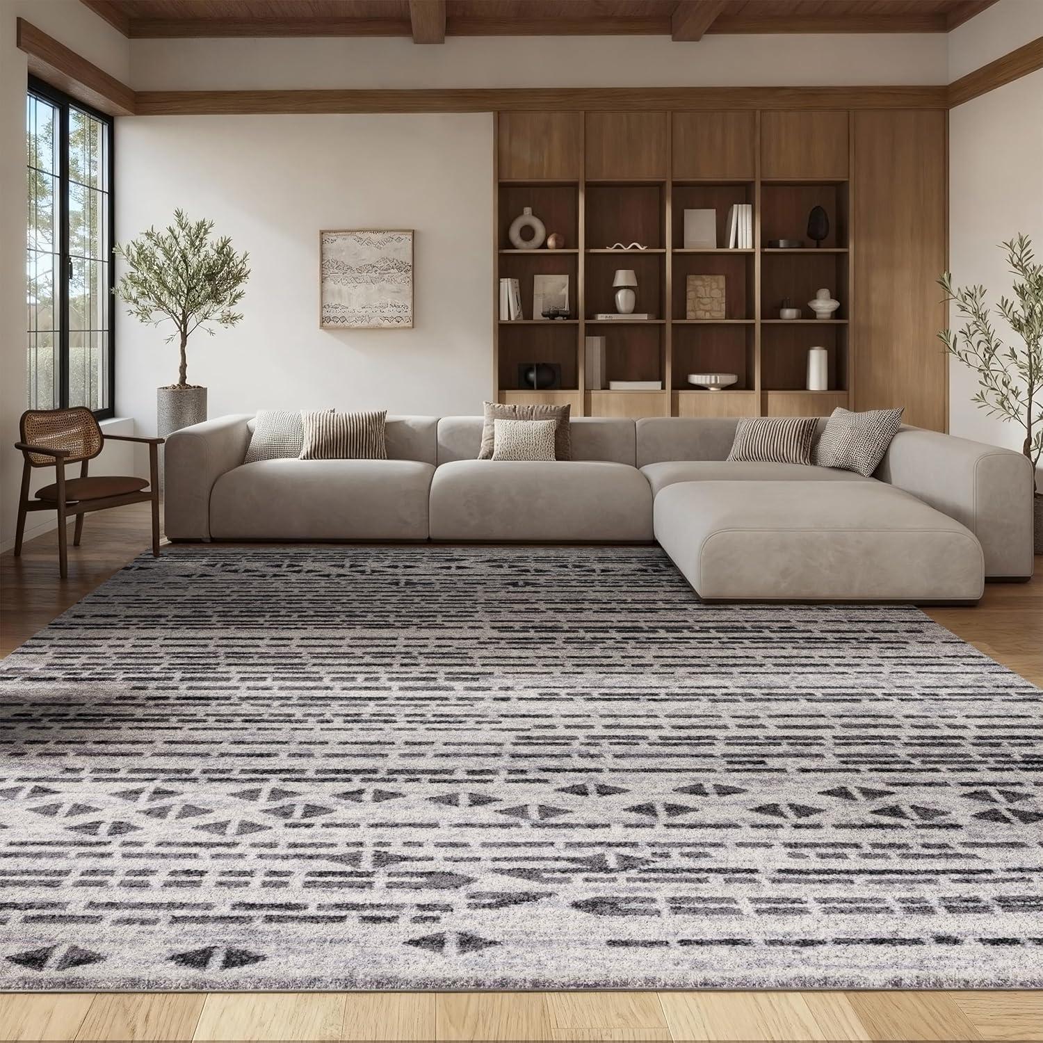image:imageSAFAVIEH Tulum Collection Area Rug 55 x 77 Black amp Ivory Moroccan Boho Design NonShedding amp Easy to Clean Ideal for Living Room Bedroom Dining Space TUL640ZBlackIvory