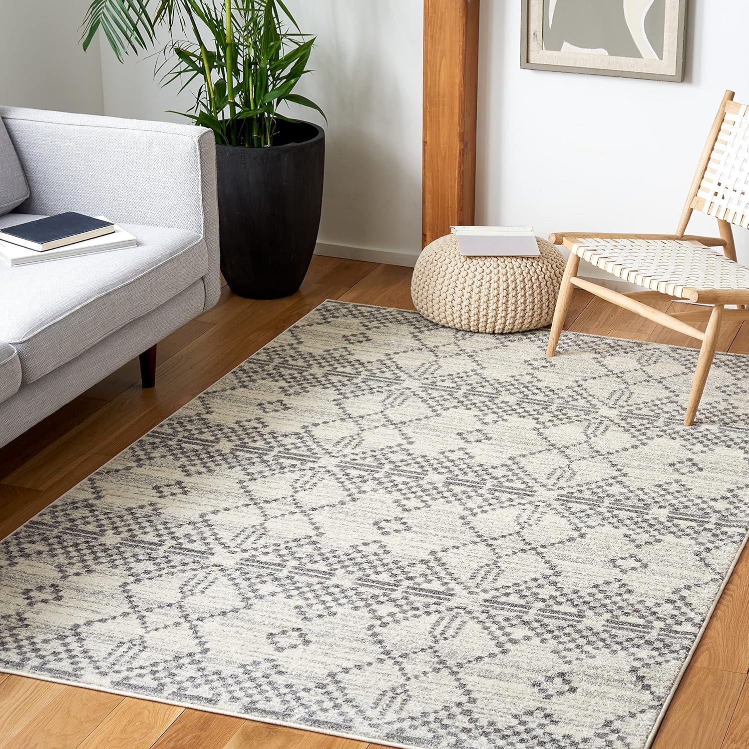 image:imageSAFAVIEH Tulum Collection Area Rug 55 x 77 Dark Grey amp Ivory Moroccan Boho Tribal Design NonShedding amp Easy to Clean Ideal for Living Room Bedroom Dining Space TUL634FDark GreyIvory
