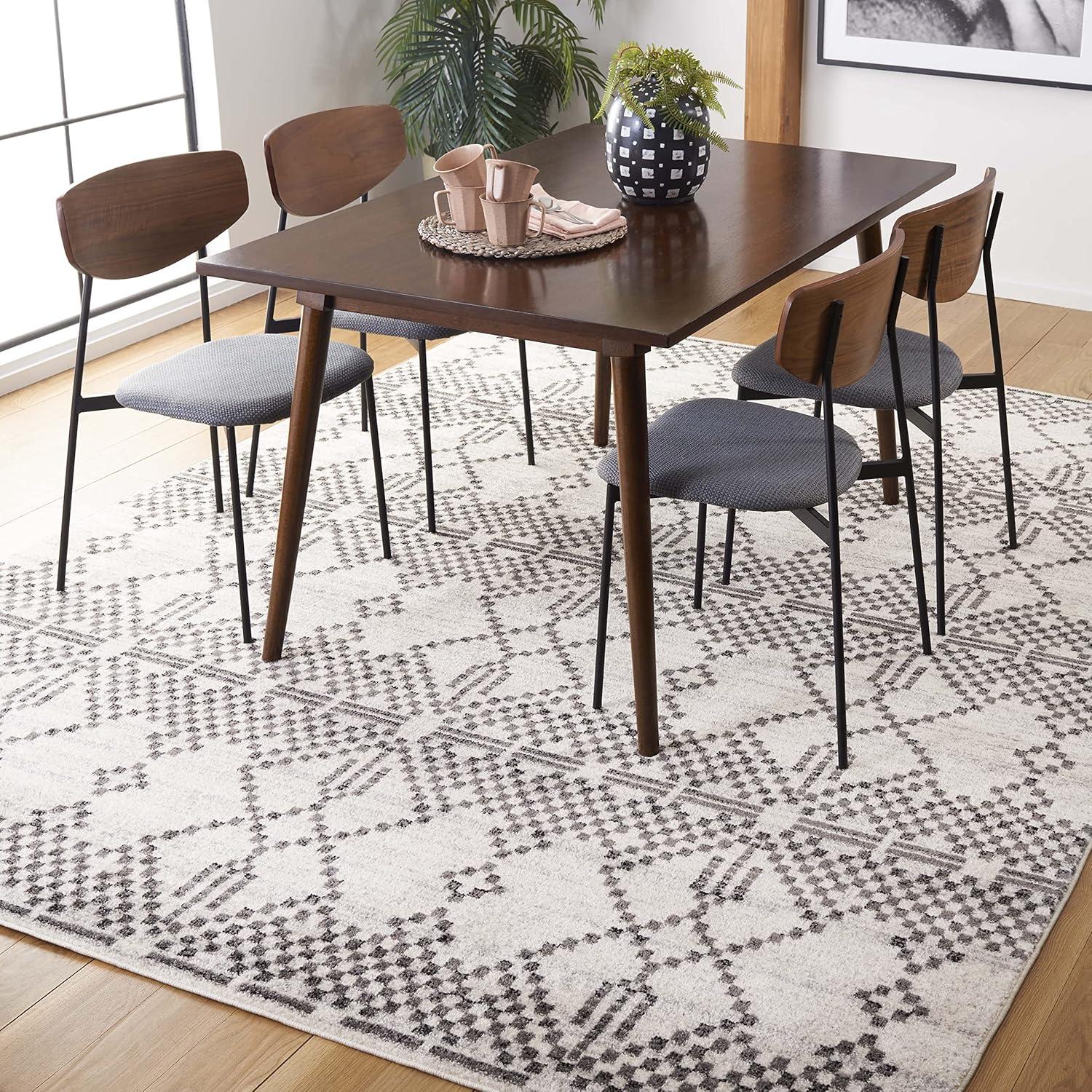 image:imageSAFAVIEH Tulum Collection Area Rug 55 x 77 Dark Grey amp Ivory Moroccan Boho Tribal Design NonShedding amp Easy to Clean Ideal for Living Room Bedroom Dining Space TUL634FDark GreyIvory