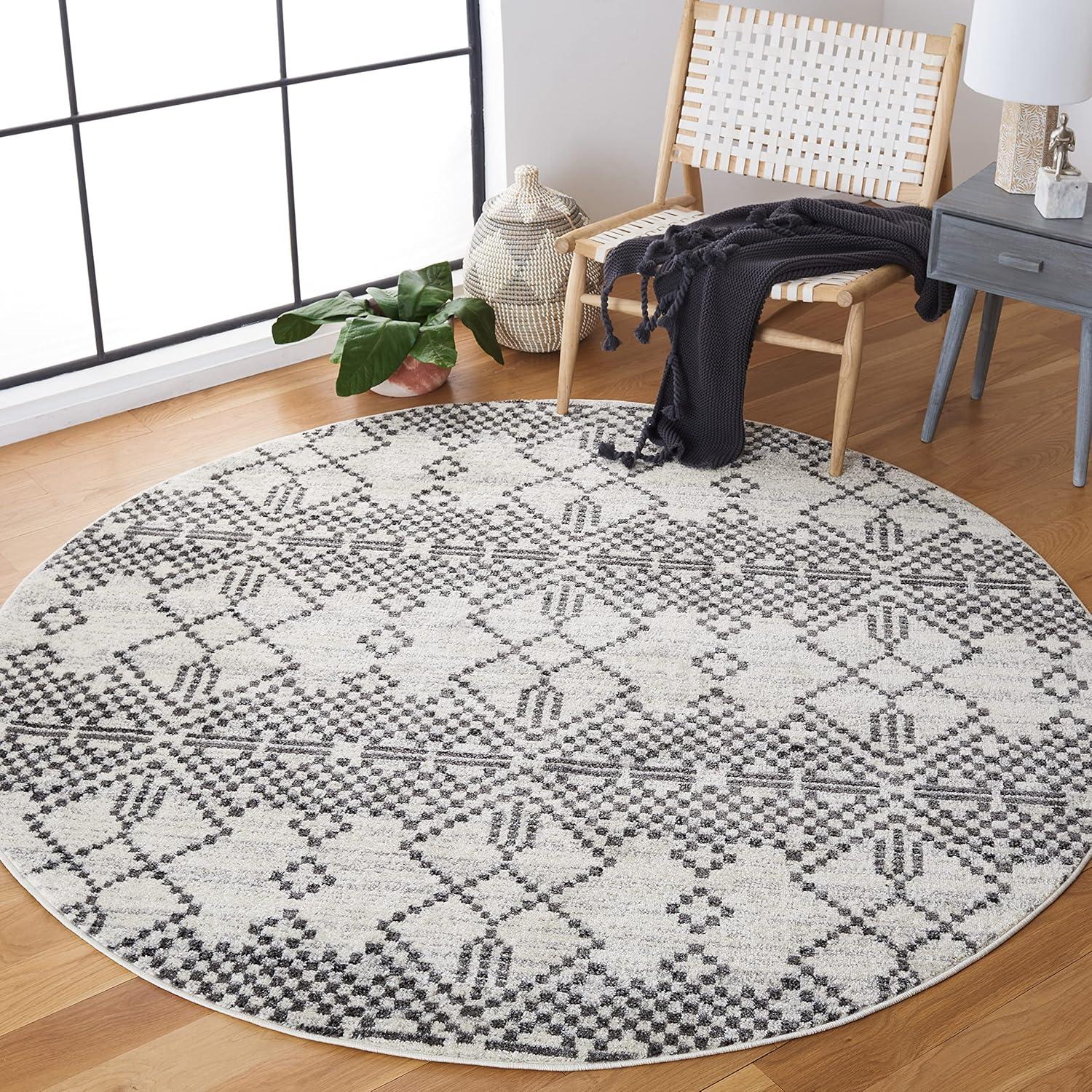 image:imageSAFAVIEH Tulum Collection Area Rug 55 x 77 Dark Grey amp Ivory Moroccan Boho Tribal Design NonShedding amp Easy to Clean Ideal for Living Room Bedroom Dining Space TUL634FDark GreyIvory