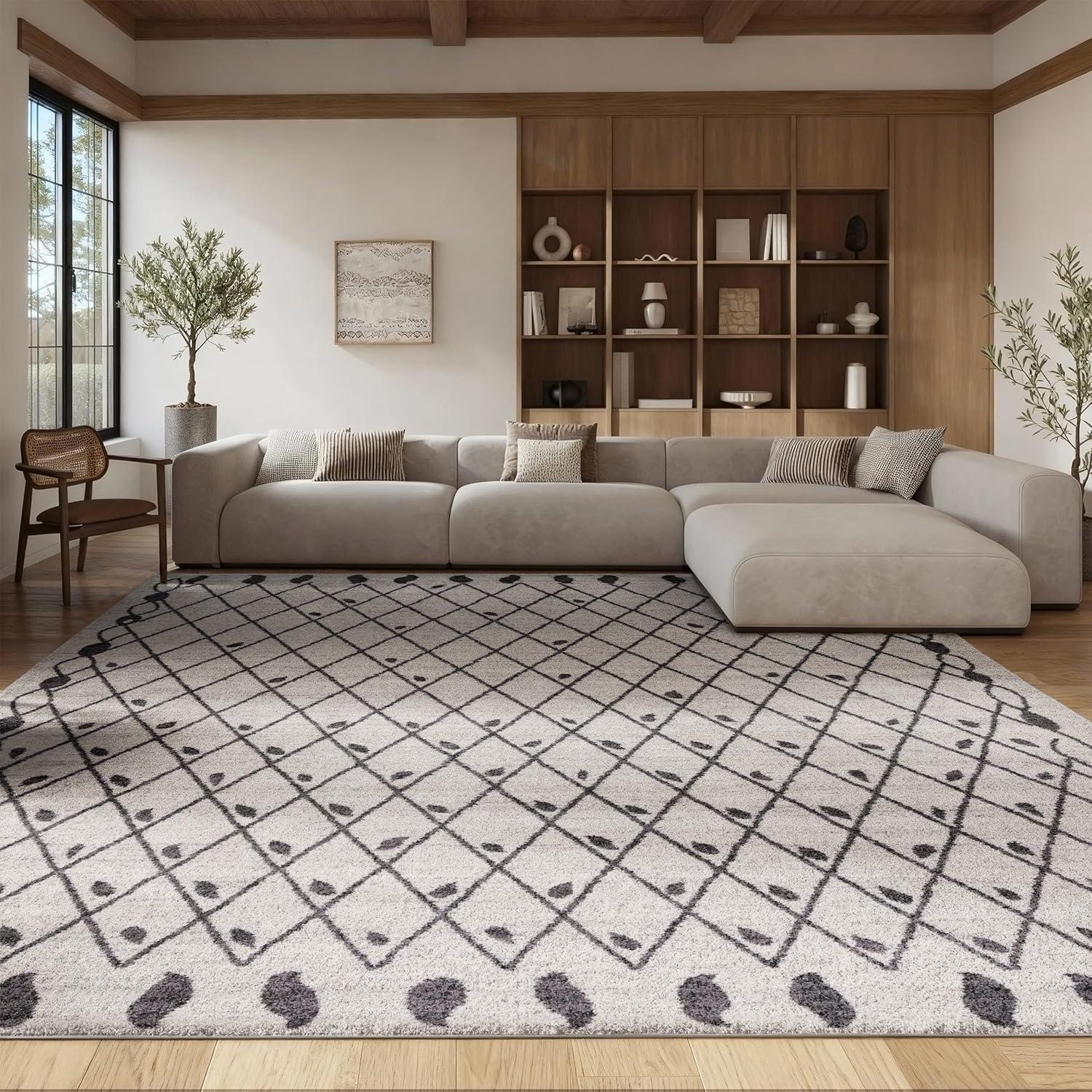 image:imageSAFAVIEH Tulum Collection Area Rug 55 x 77 Ivory amp Black Moroccan Boho Tribal Design NonShedding amp Easy to Clean Ideal for Living Room Bedroom Dining Space TUL650AIvoryBlack