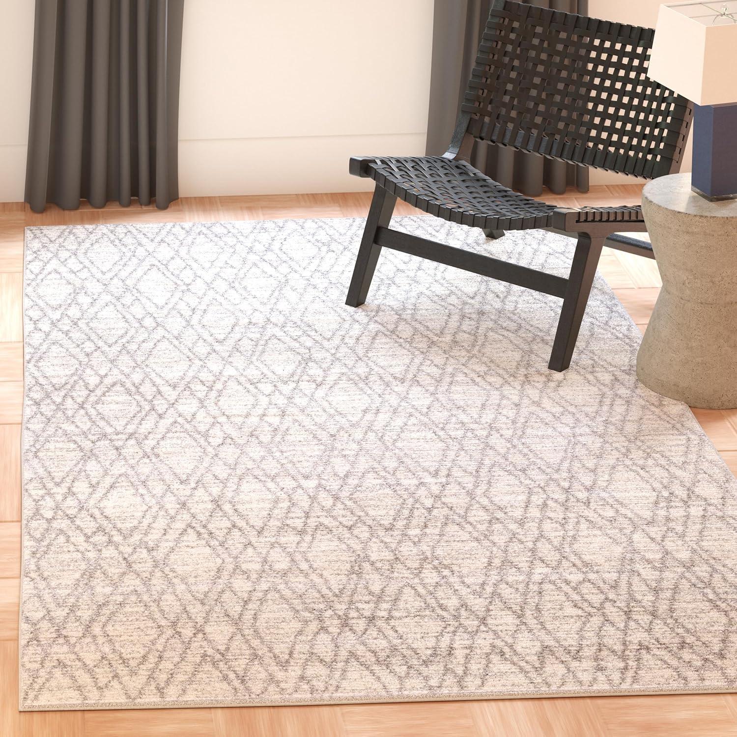 image:imageSAFAVIEH Tunisia Collection Accent Rug 4 x 6 Ivory amp Light Grey Moroccan Tribal Design NonShedding amp Easy Care Ideal for High Traffic Areas in Entryway Living Room Bedroom TUN295GIvoryLight Grey
