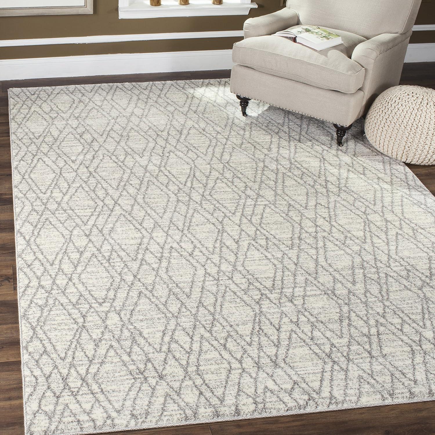 image:imageSAFAVIEH Tunisia Collection Accent Rug 4 x 6 Ivory amp Light Grey Moroccan Tribal Design NonShedding amp Easy Care Ideal for High Traffic Areas in Entryway Living Room Bedroom TUN295GIvoryLight Grey
