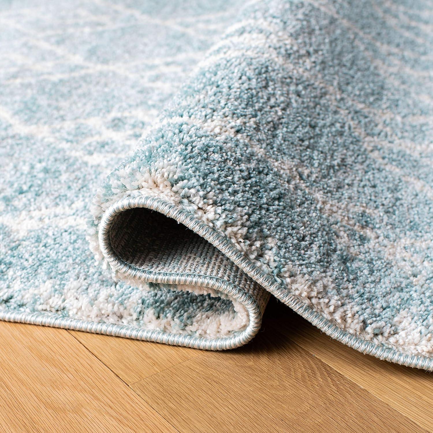 image:imageSAFAVIEH Tunisia Collection Area Rug 53 x 77 Aqua amp Ivory Moroccan Tribal Design NonShedding amp Easy Care Ideal for High Traffic Areas in Living Room Bedroom TUN736JAquaIvory