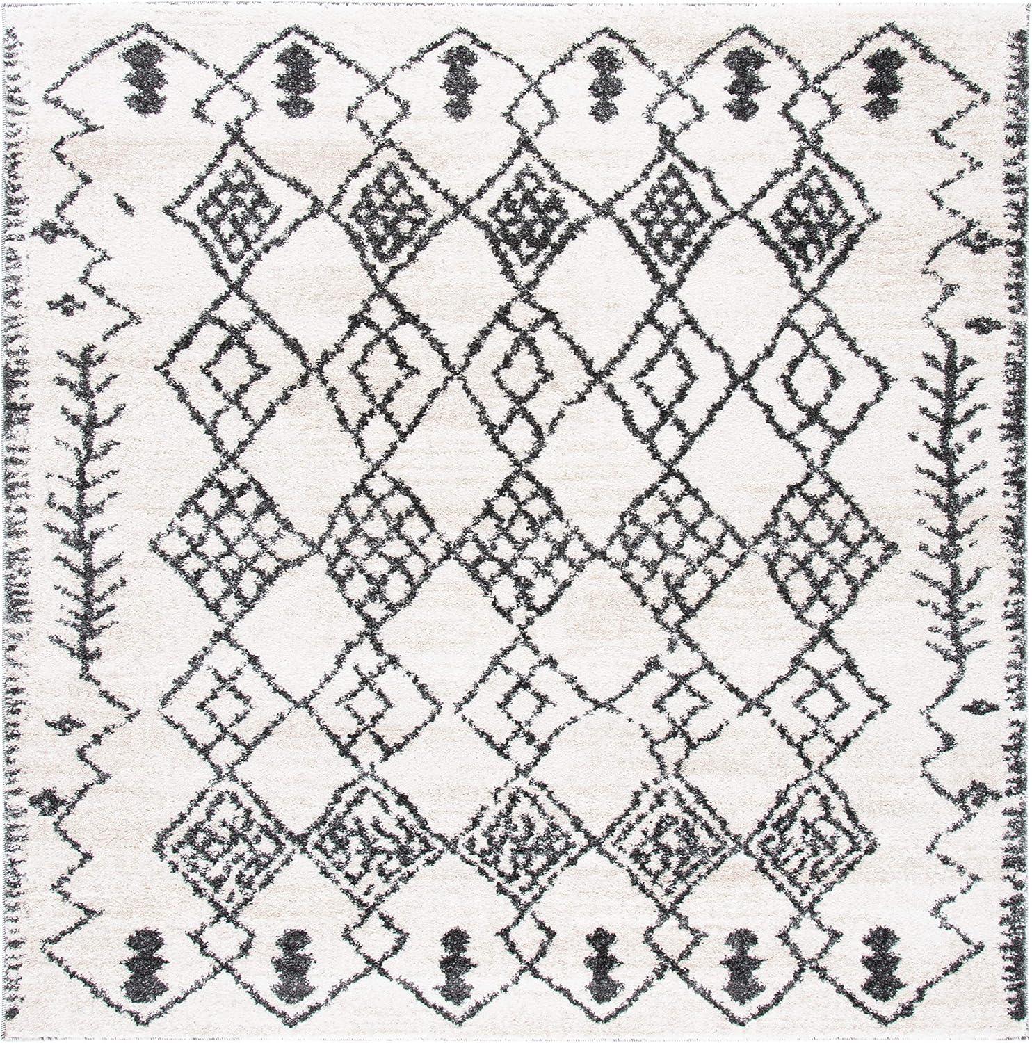 image:imageSAFAVIEH Tunisia Collection Area Rug 53 x 77 Aqua amp Ivory Moroccan Tribal Design NonShedding amp Easy Care Ideal for High Traffic Areas in Living Room Bedroom TUN736JIvoryBlack
