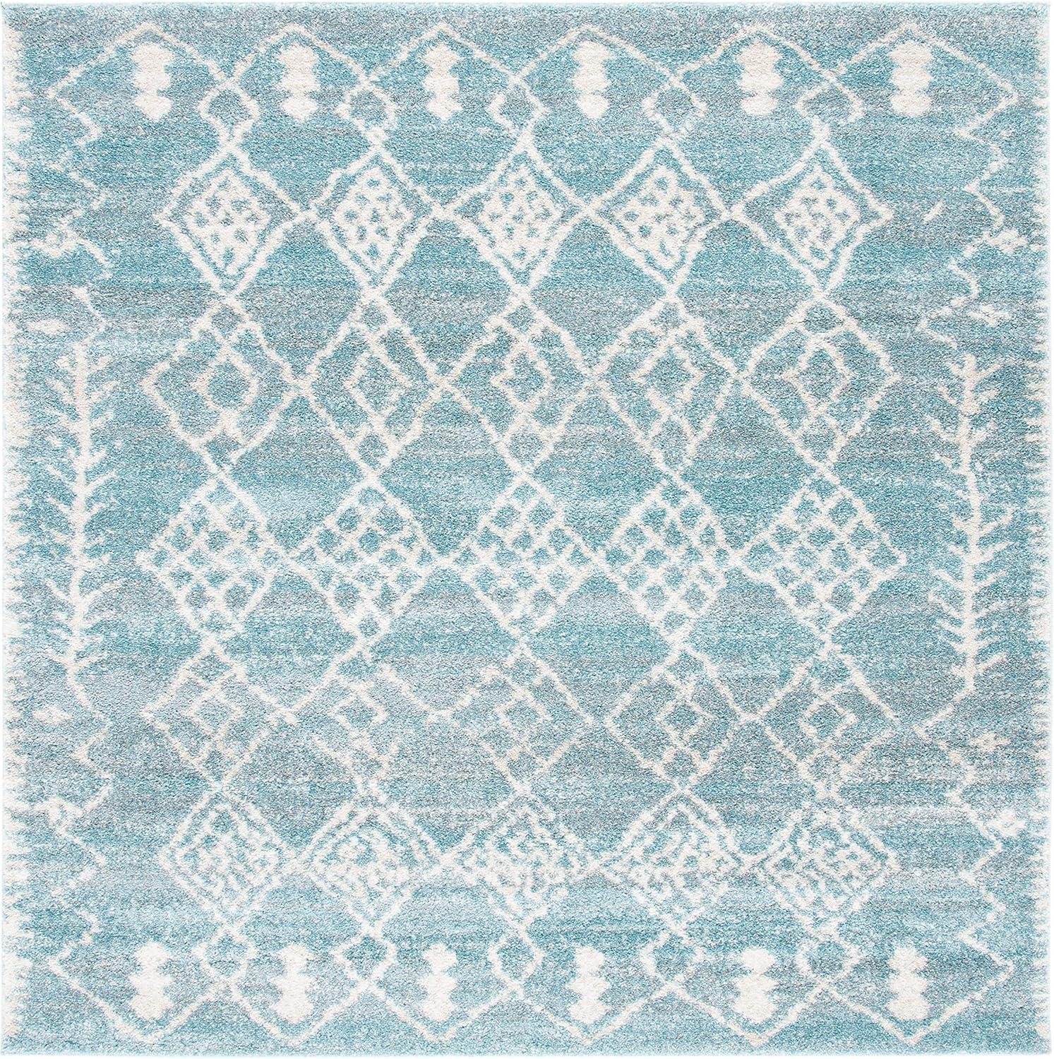 image:imageSAFAVIEH Tunisia Collection Area Rug 53 x 77 Aqua amp Ivory Moroccan Tribal Design NonShedding amp Easy Care Ideal for High Traffic Areas in Living Room Bedroom TUN736JAquaIvory