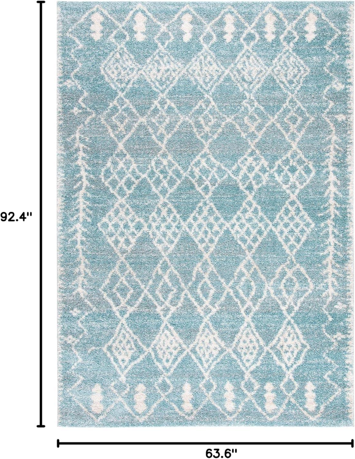image:imageSAFAVIEH Tunisia Collection Area Rug 53 x 77 Aqua amp Ivory Moroccan Tribal Design NonShedding amp Easy Care Ideal for High Traffic Areas in Living Room Bedroom TUN736JAquaIvory