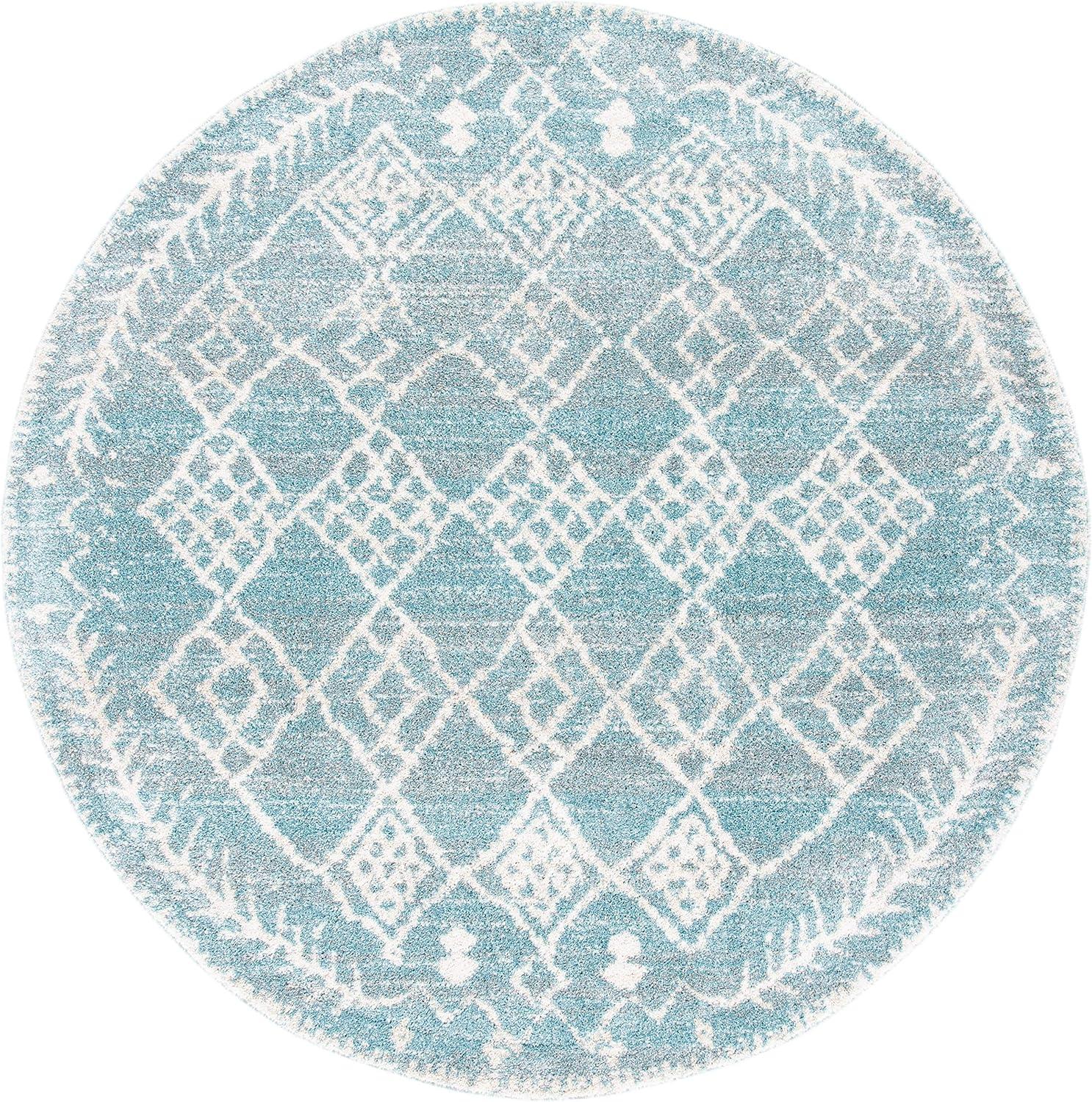 image:imageSAFAVIEH Tunisia Collection Area Rug 53 x 77 Aqua amp Ivory Moroccan Tribal Design NonShedding amp Easy Care Ideal for High Traffic Areas in Living Room Bedroom TUN736JAquaIvory