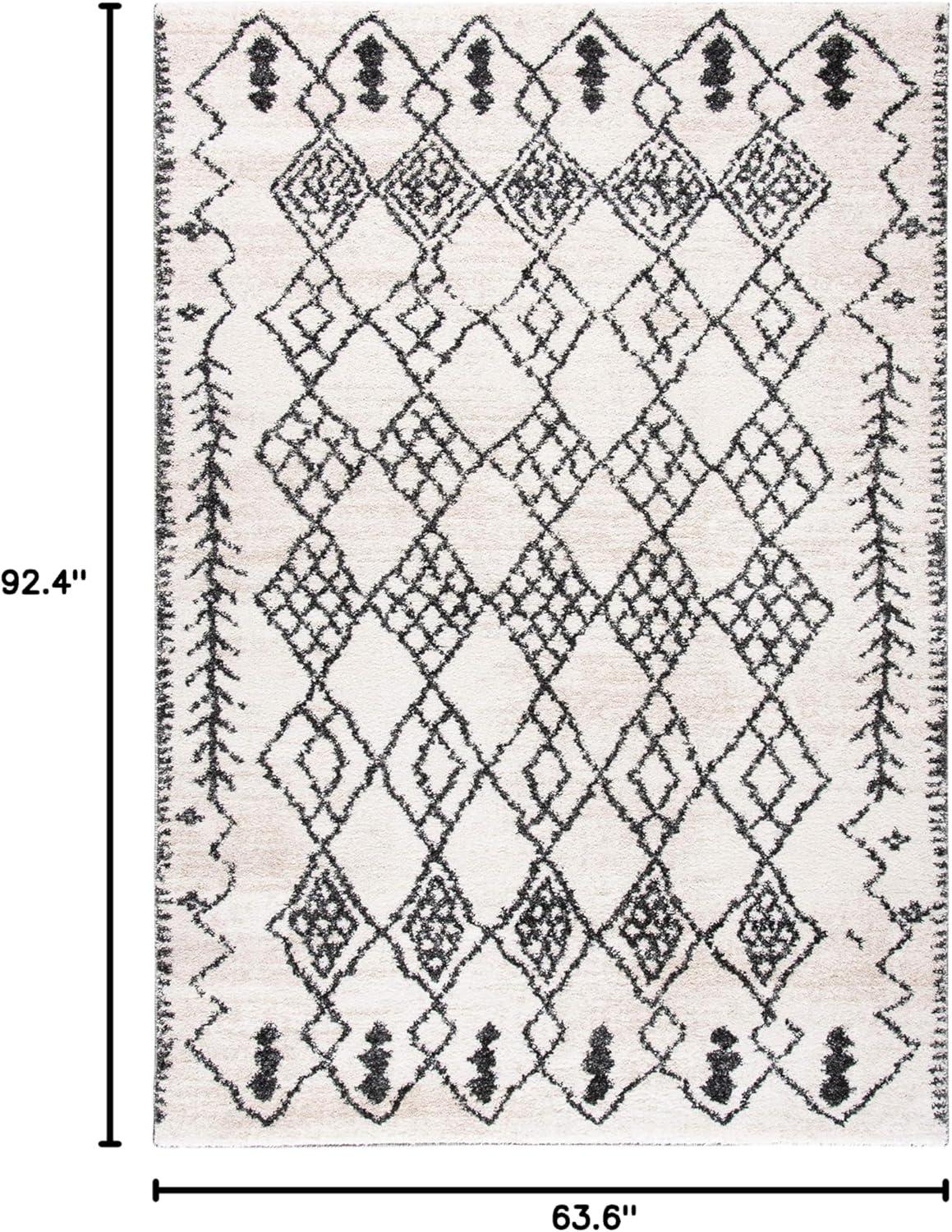 image:imageSAFAVIEH Tunisia Collection Area Rug 53 x 77 Aqua amp Ivory Moroccan Tribal Design NonShedding amp Easy Care Ideal for High Traffic Areas in Living Room Bedroom TUN736JIvoryBlack
