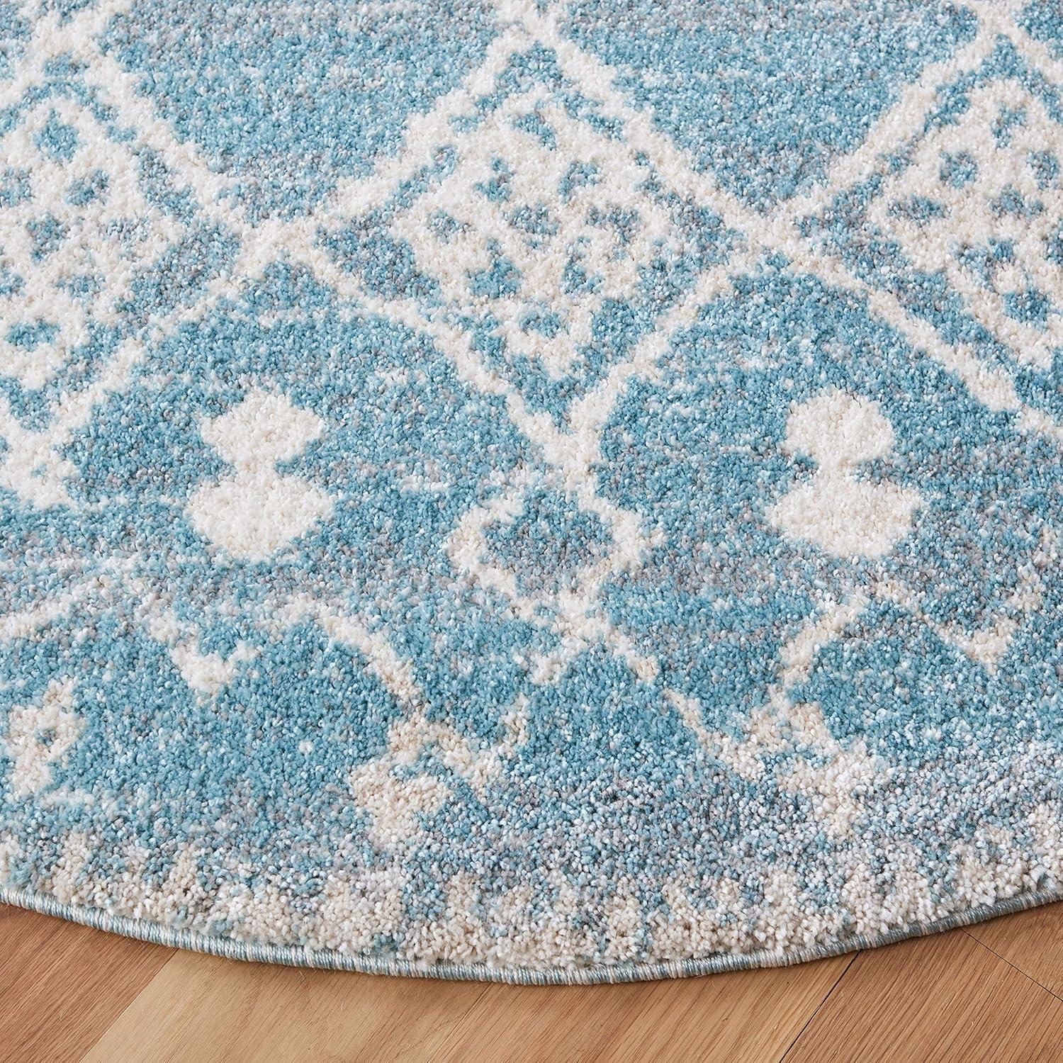 image:imageSAFAVIEH Tunisia Collection Area Rug 53 x 77 Aqua amp Ivory Moroccan Tribal Design NonShedding amp Easy Care Ideal for High Traffic Areas in Living Room Bedroom TUN736JAquaIvory