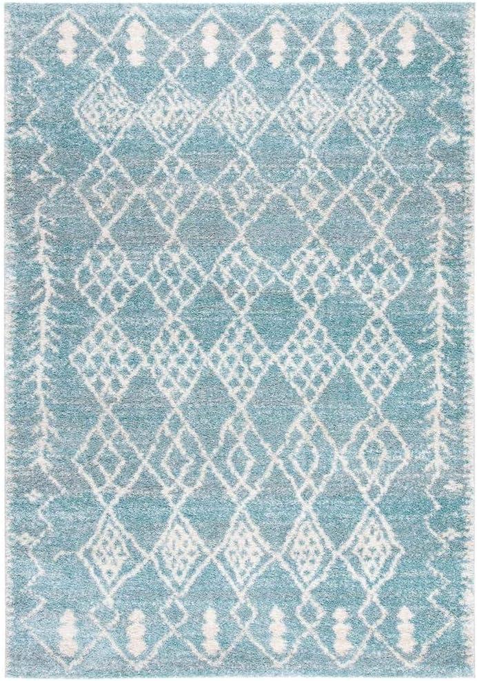 image:imageSAFAVIEH Tunisia Collection Area Rug 53 x 77 Aqua amp Ivory Moroccan Tribal Design NonShedding amp Easy Care Ideal for High Traffic Areas in Living Room Bedroom TUN736JAquaIvory