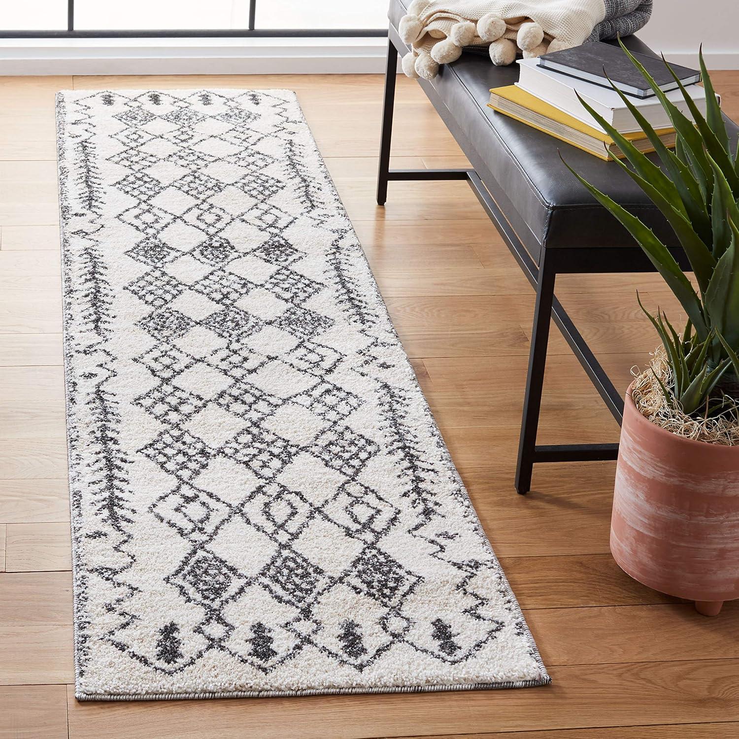 image:imageSAFAVIEH Tunisia Collection Area Rug 53 x 77 Aqua amp Ivory Moroccan Tribal Design NonShedding amp Easy Care Ideal for High Traffic Areas in Living Room Bedroom TUN736JIvoryBlack